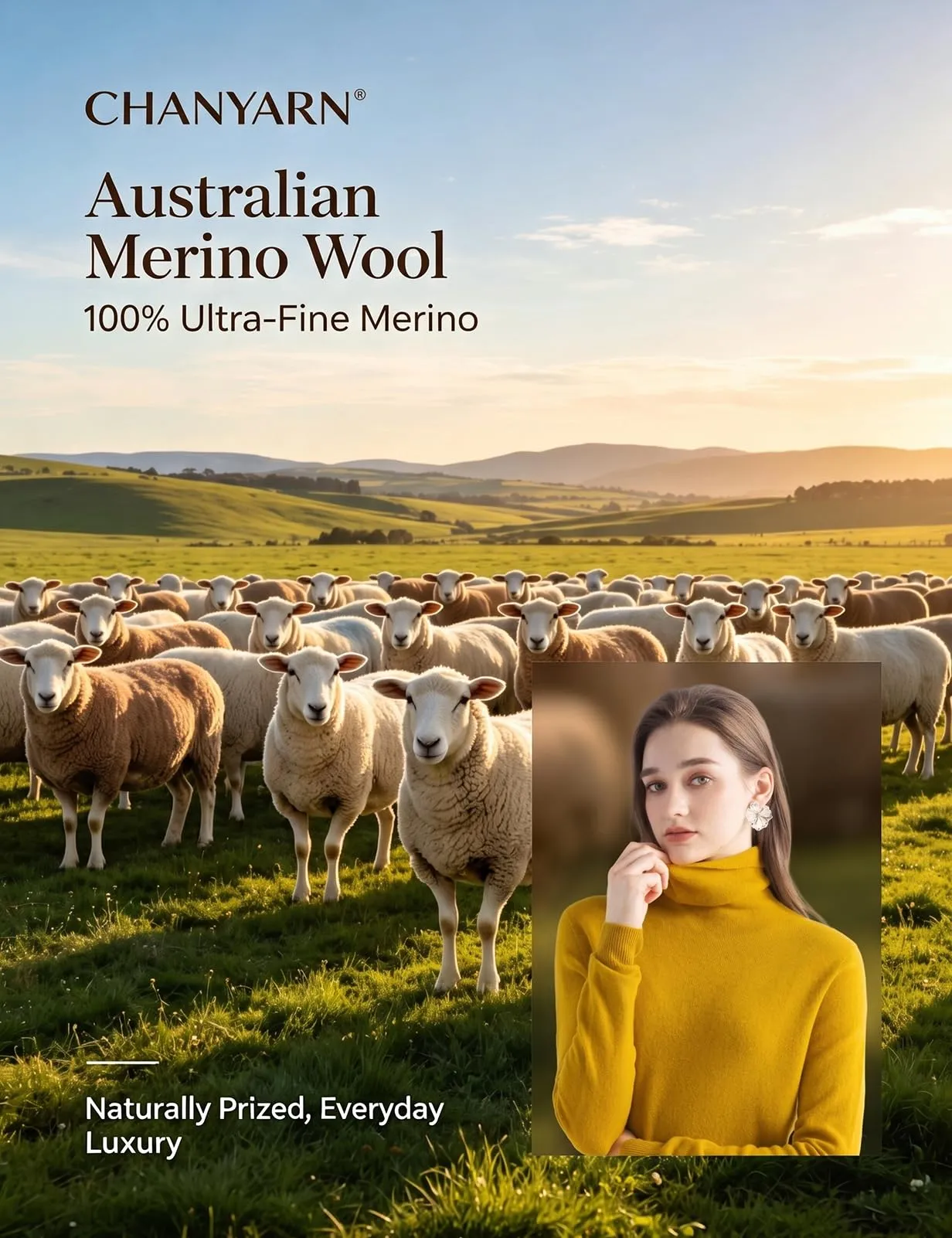 Chanyarn Maglione da Donna in 100% Lana Merino Collo Alto Senza Cuciture (Maple Leaf, S) - immagine 4