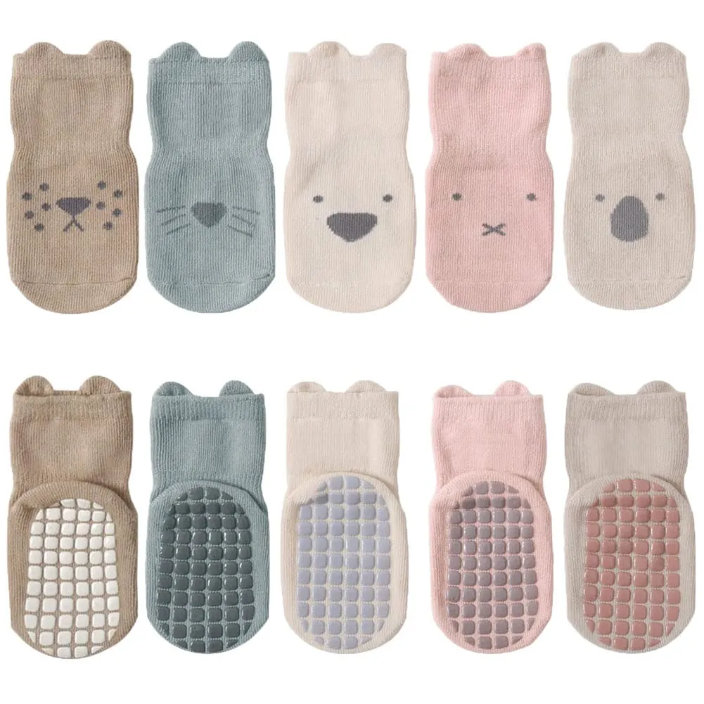 FedMois Calzini Antiscivolo in Cotone con Motivi Animali per Bambini, Multicolore, 5-7 anni, 5 Paia - immagine 1
