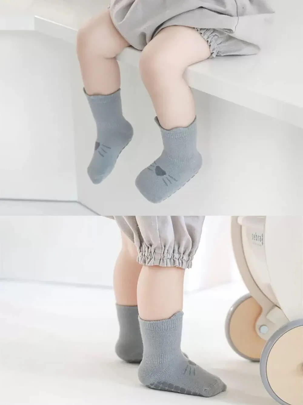 FedMois Calzini Antiscivolo in Cotone con Motivi Animali per Bambini, Multicolore, 5-7 anni, 5 Paia - immagine 3