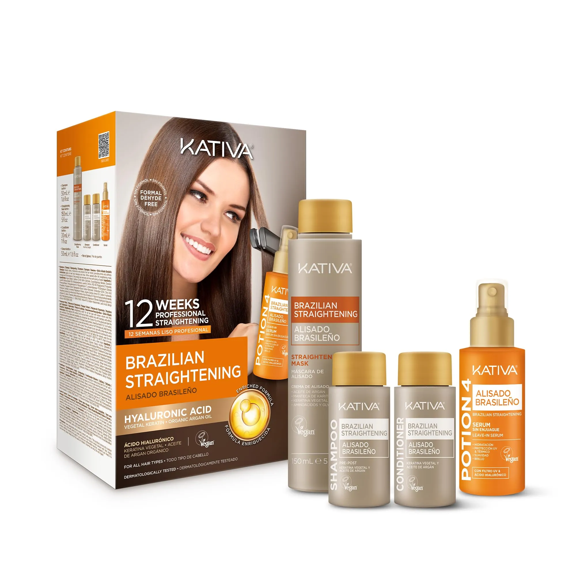 Kativa Kit Lisciante Brasiliano all'Acido Ialuronico 225 ml - immagine 1