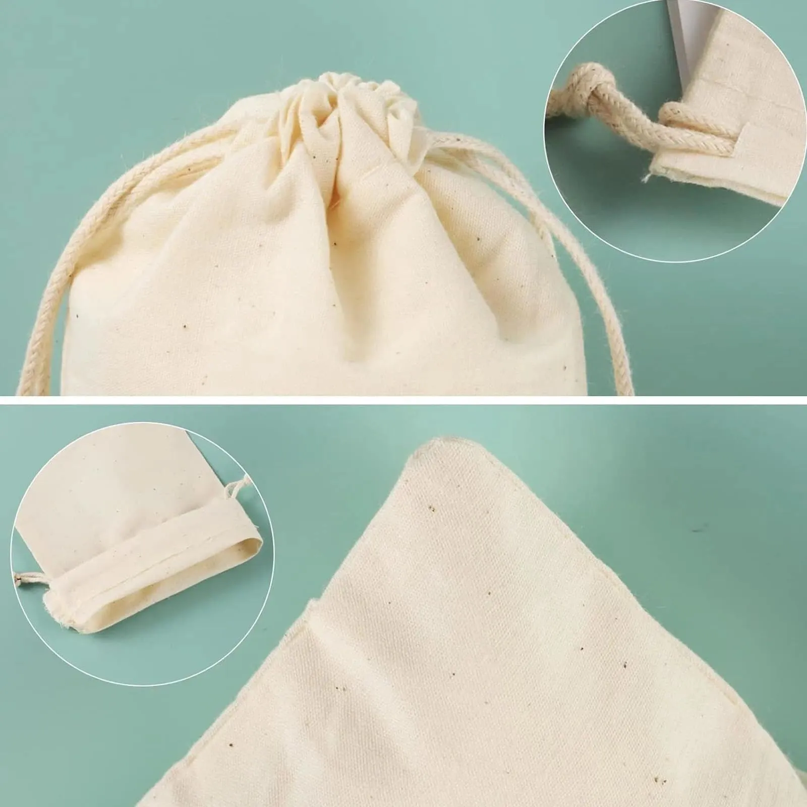 Leylve sacchetti in tessuto con coulisse in cotone, 15 x 20 cm, 24 pezzi - immagine 3