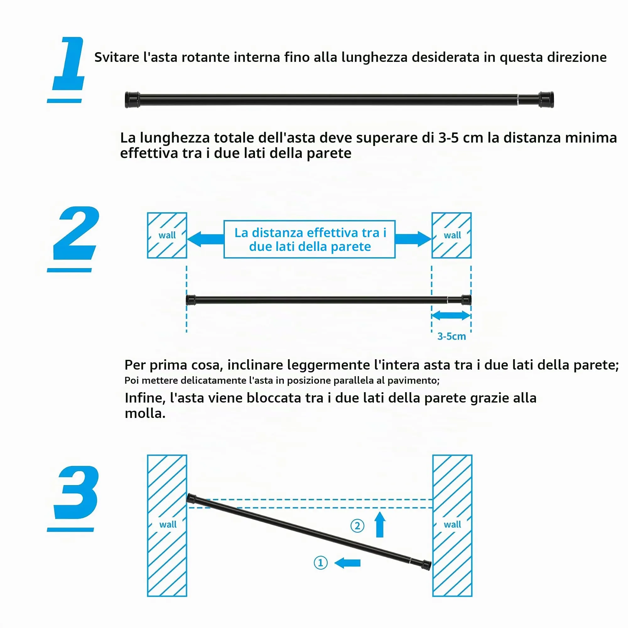 Aiitomg Bastone Tenda a Pressione 83-160cm, Diametro 25mm, Bianco - immagine 2
