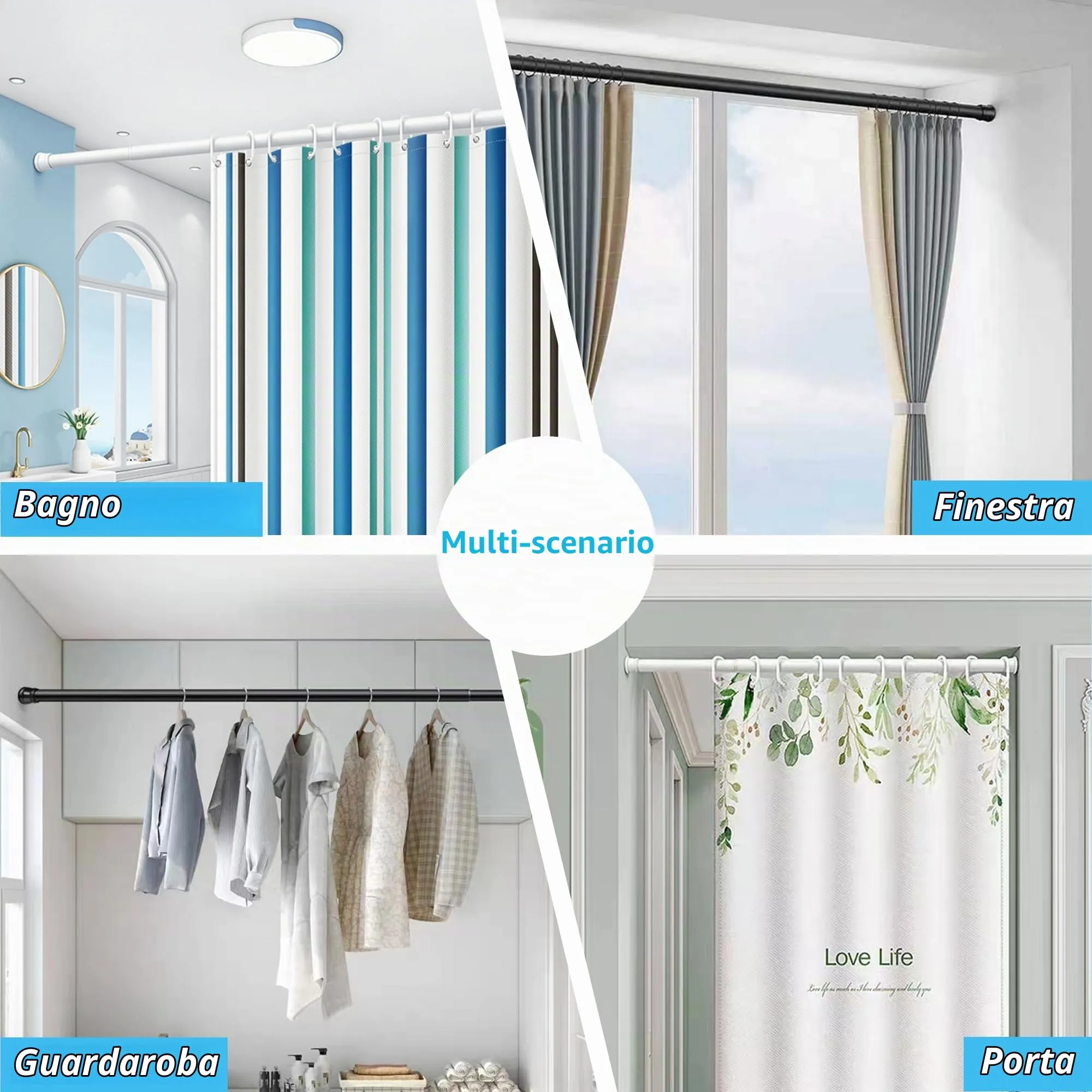 Aiitomg Bastone Tenda a Pressione, 83-190cm, Diametro 25mm, Nero - immagine 7