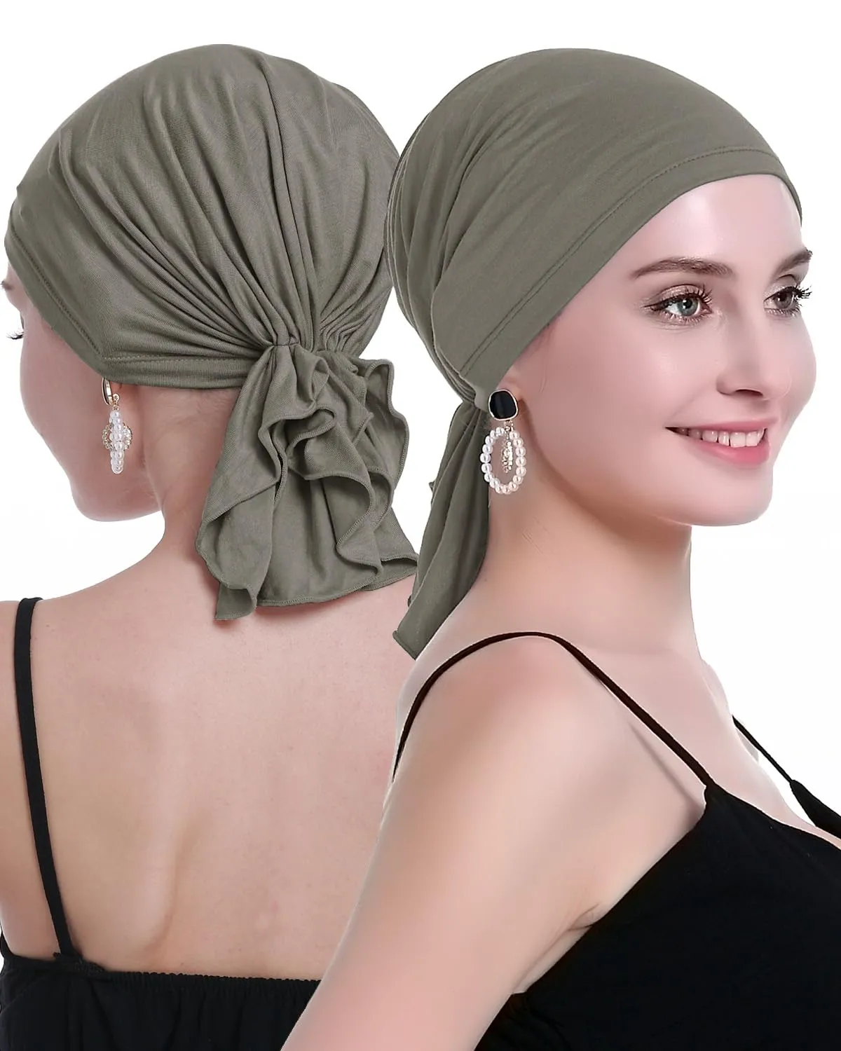 osvyo Foulard in Bambù per Donne, Verde Oliva Scuro, Taglia Unica - immagine 2