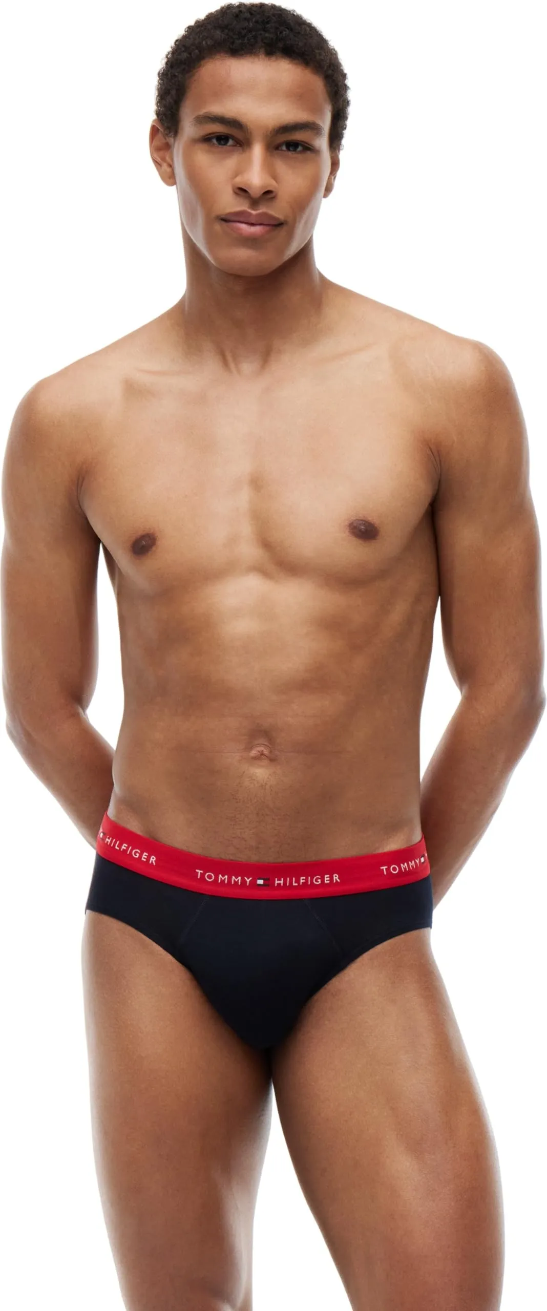 Tommy Hilfiger Uomo Slip Hipster, Confezione da 3, Multicolore (Sky/Primary Red/White), M - immagine 6