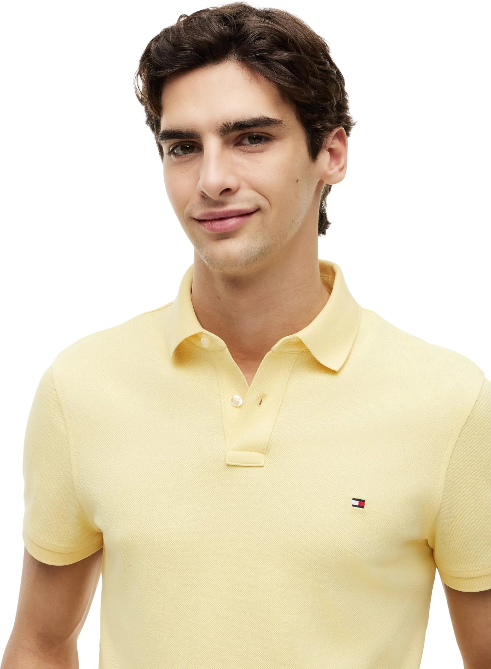Tommy Hilfiger Uomo Maglietta Polo Maniche Corte 1985 Regular Fit, Giallo (Citronella), XS - immagine 4