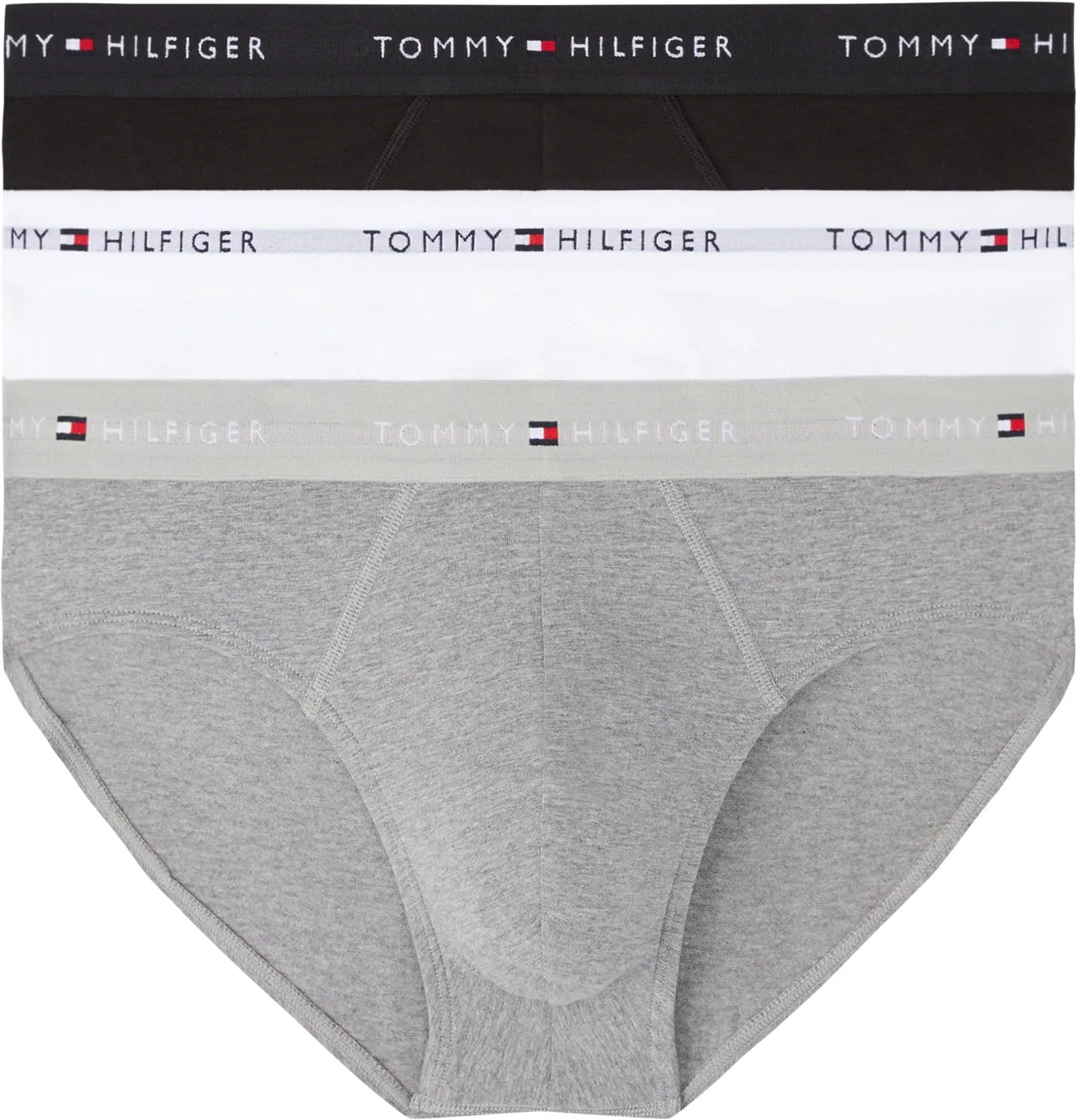 Tommy Hilfiger Slip Hipster Pack of 3, Multicolore (Mid HTHR/Blck/TH Wht), M - immagine 1