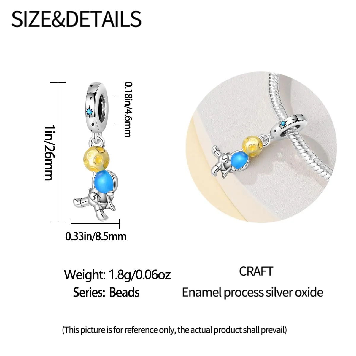 Pandach Bead Charm in Argento Sterling 925 con Cubic Zirconia per Braccialetti e Collane Europei - immagine 5