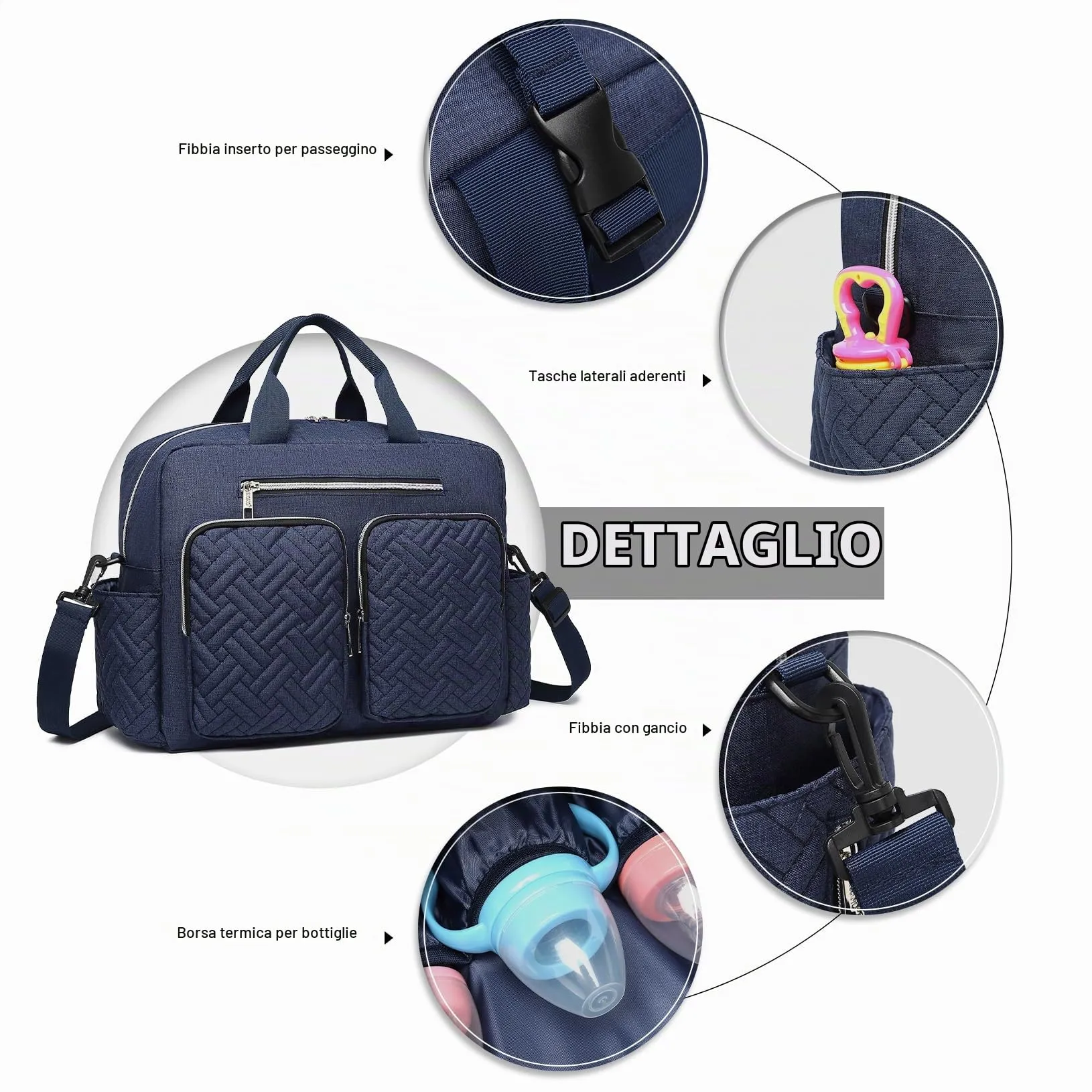 KONO Borsa Fasciatoio Passeggino Neonato Impermeabile, Grande Capacità - immagine 2