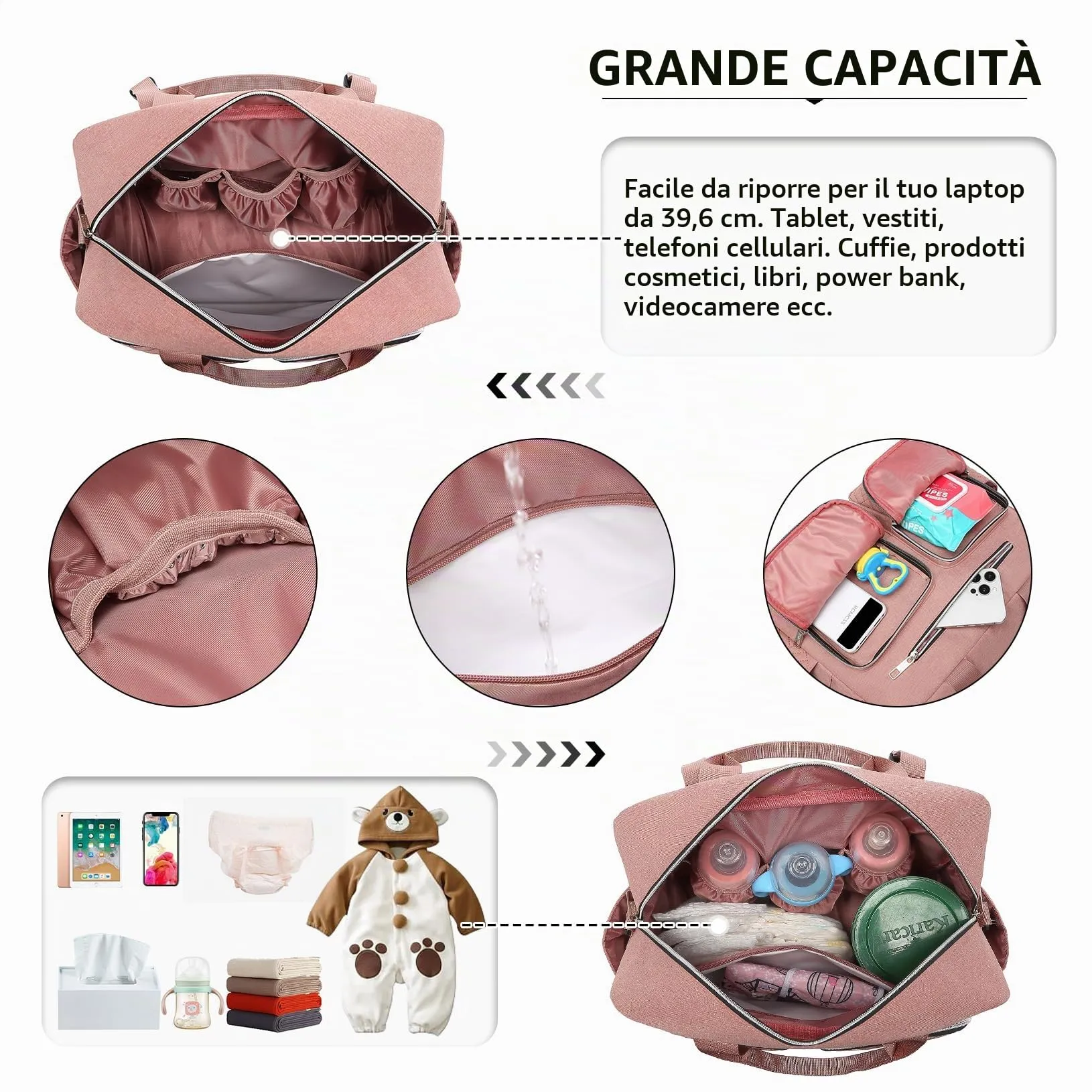 KONO Borsa Fasciatoio Passeggino Neonato Impermeabile, Grande Capacità - immagine 4