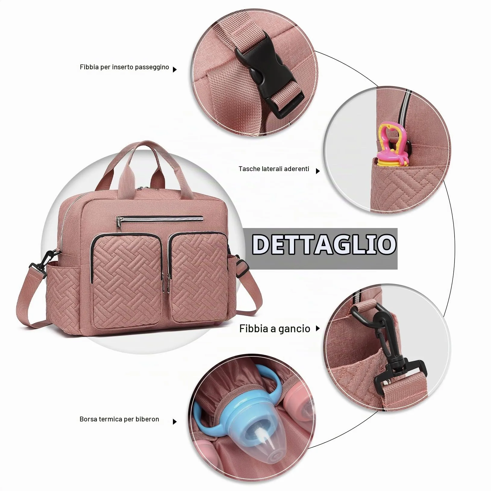 KONO Borsa Fasciatoio Passeggino Neonato Impermeabile, Grande Capacità - immagine 6