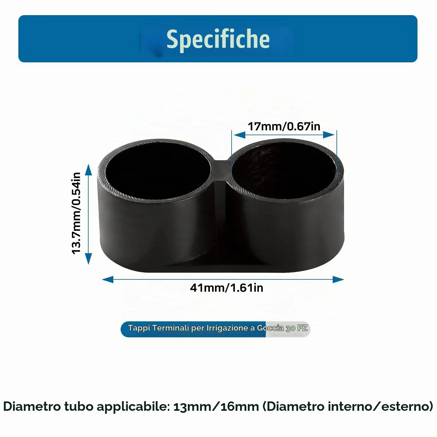 VooGenzek Raccordi per Irrigazione a Goccia 16mm, Chiusure Terminali per Tubo Antigoccia, 30 Pezzi - immagine 2