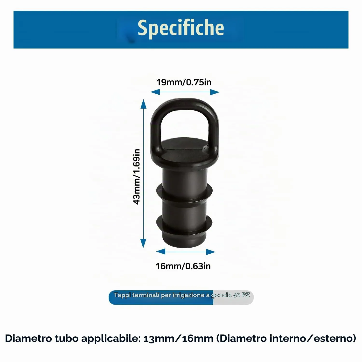 VooGenzek Raccordi Irrigazione 16mm, Adattatore a Terminali Goccia, 40 Pezzi - immagine 2