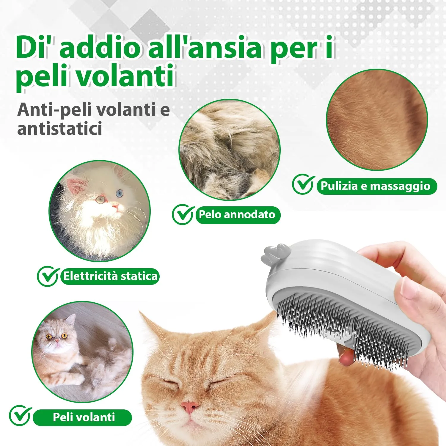 POIIOPY Spazzola a Vapore per Cani e Gatti, Peli Lunghi e Corti, RK35-Y - immagine 2