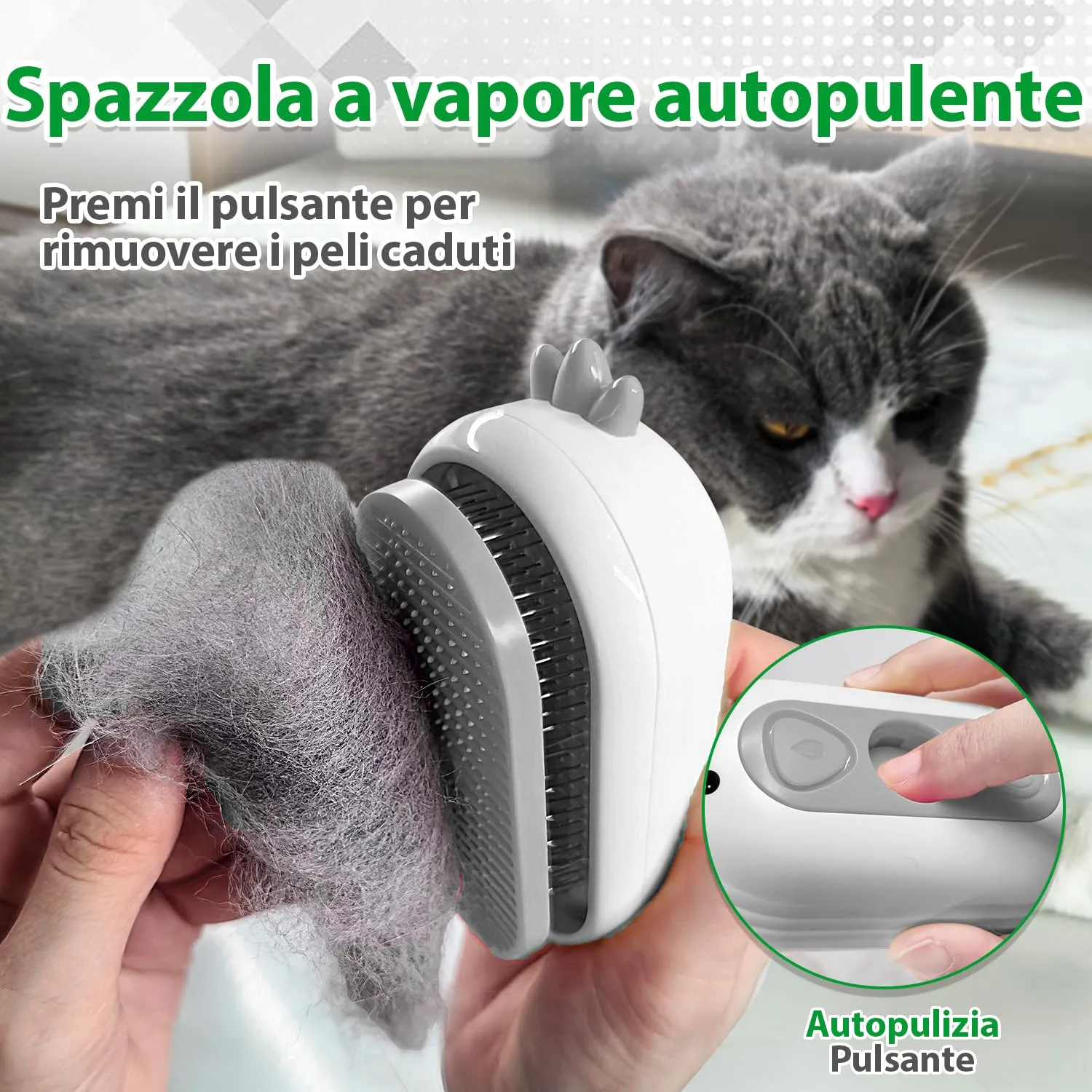 POIIOPY Spazzola a Vapore per Cani e Gatti, Peli Lunghi e Corti, RK35-Y - immagine 3
