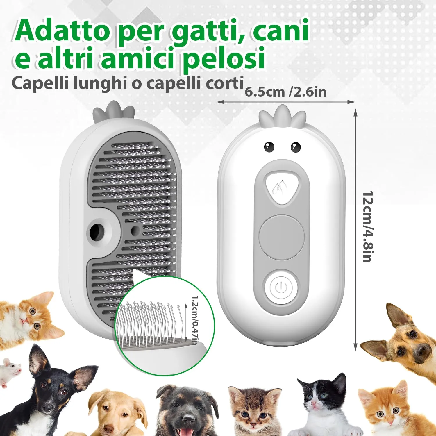 POIIOPY Spazzola a Vapore per Cani e Gatti, Peli Lunghi e Corti, RK35-Y - immagine 5