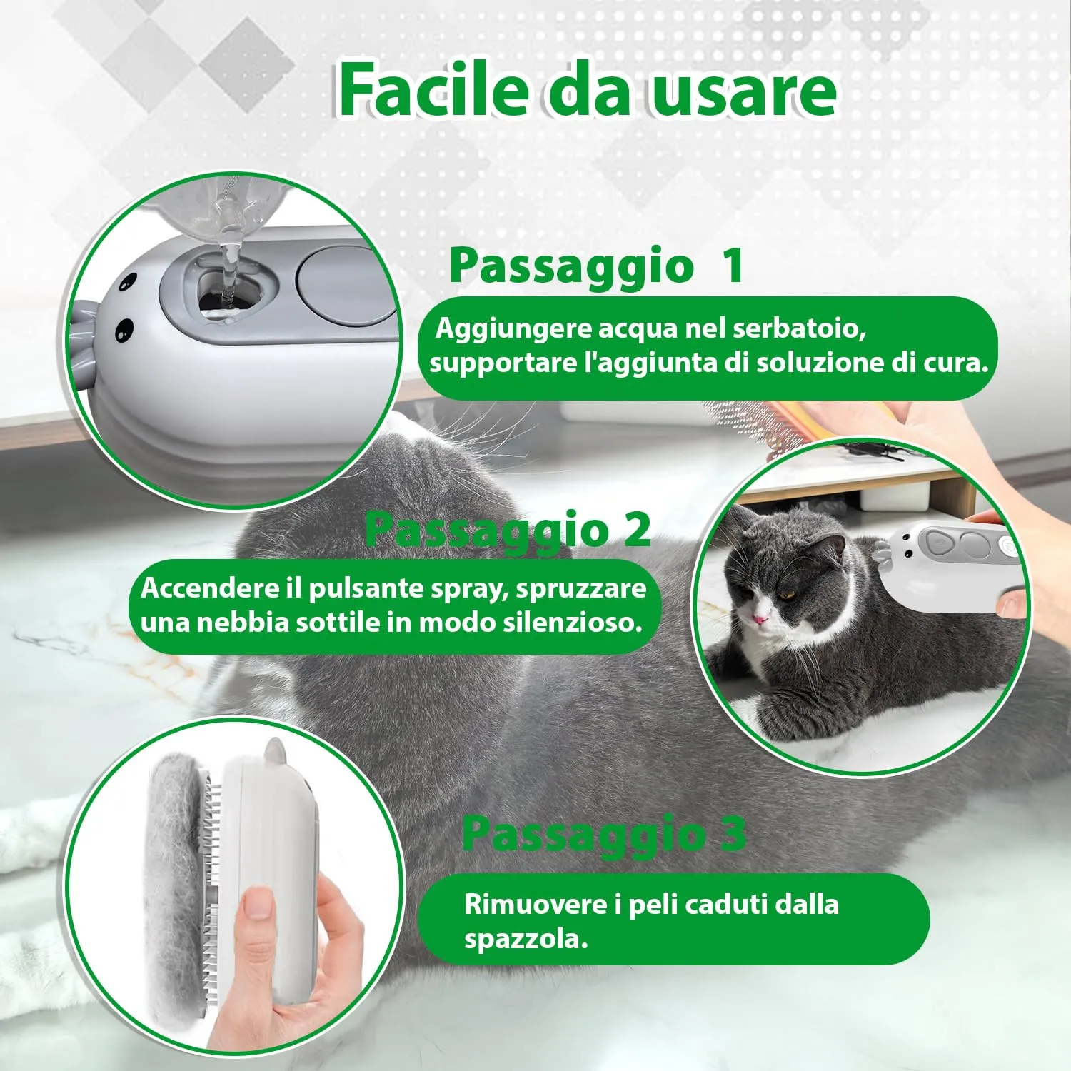 POIIOPY Spazzola a Vapore per Cani e Gatti, Peli Lunghi e Corti, RK35-Y - immagine 6