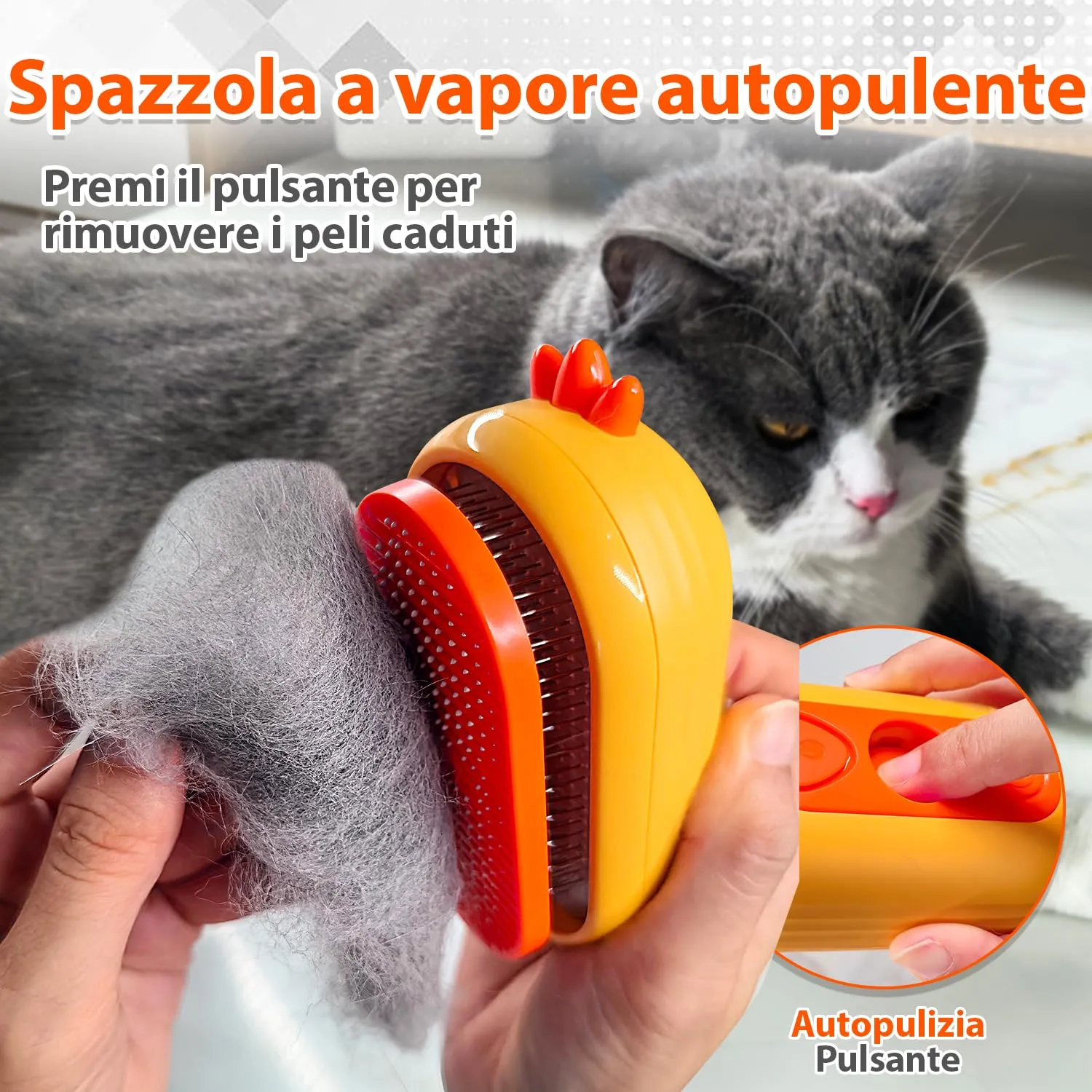 POIIOPY Spazzola a Vapore per Gatti e Cani, Peli Lunghi e Corti, RK35-Y - immagine 3