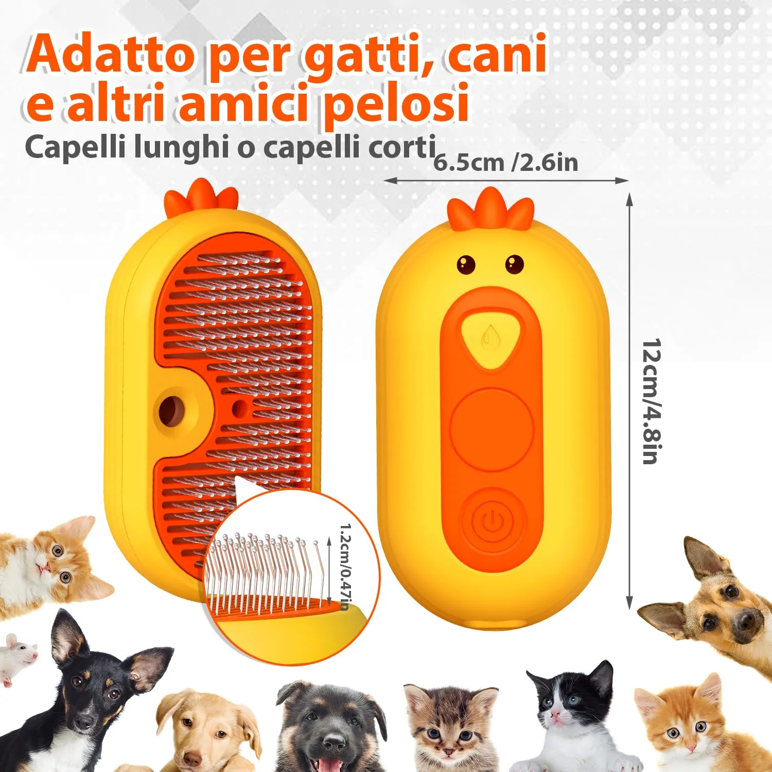 POIIOPY Spazzola a Vapore per Gatti e Cani, Peli Lunghi e Corti, RK35-Y - immagine 5
