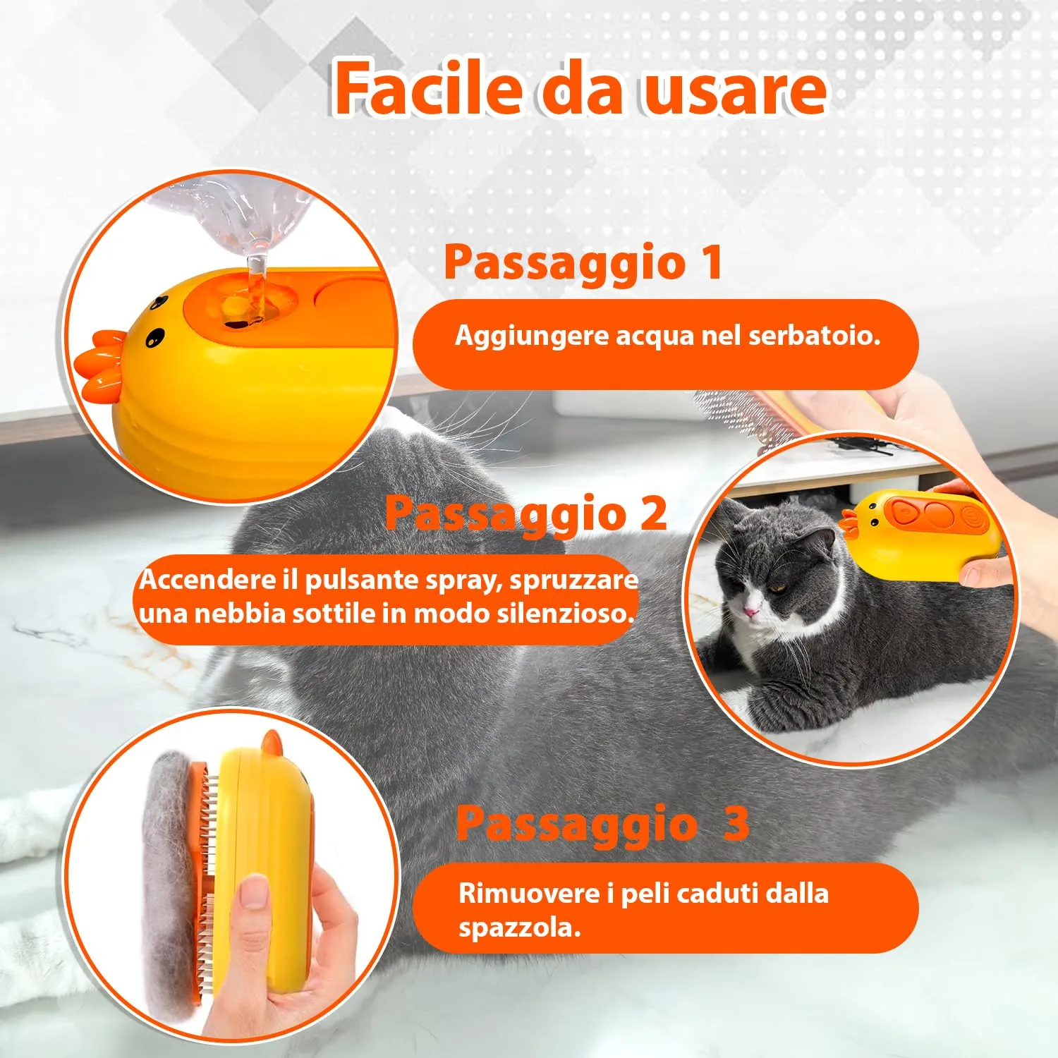 POIIOPY Spazzola a Vapore per Gatti e Cani, Peli Lunghi e Corti, RK35-Y - immagine 6