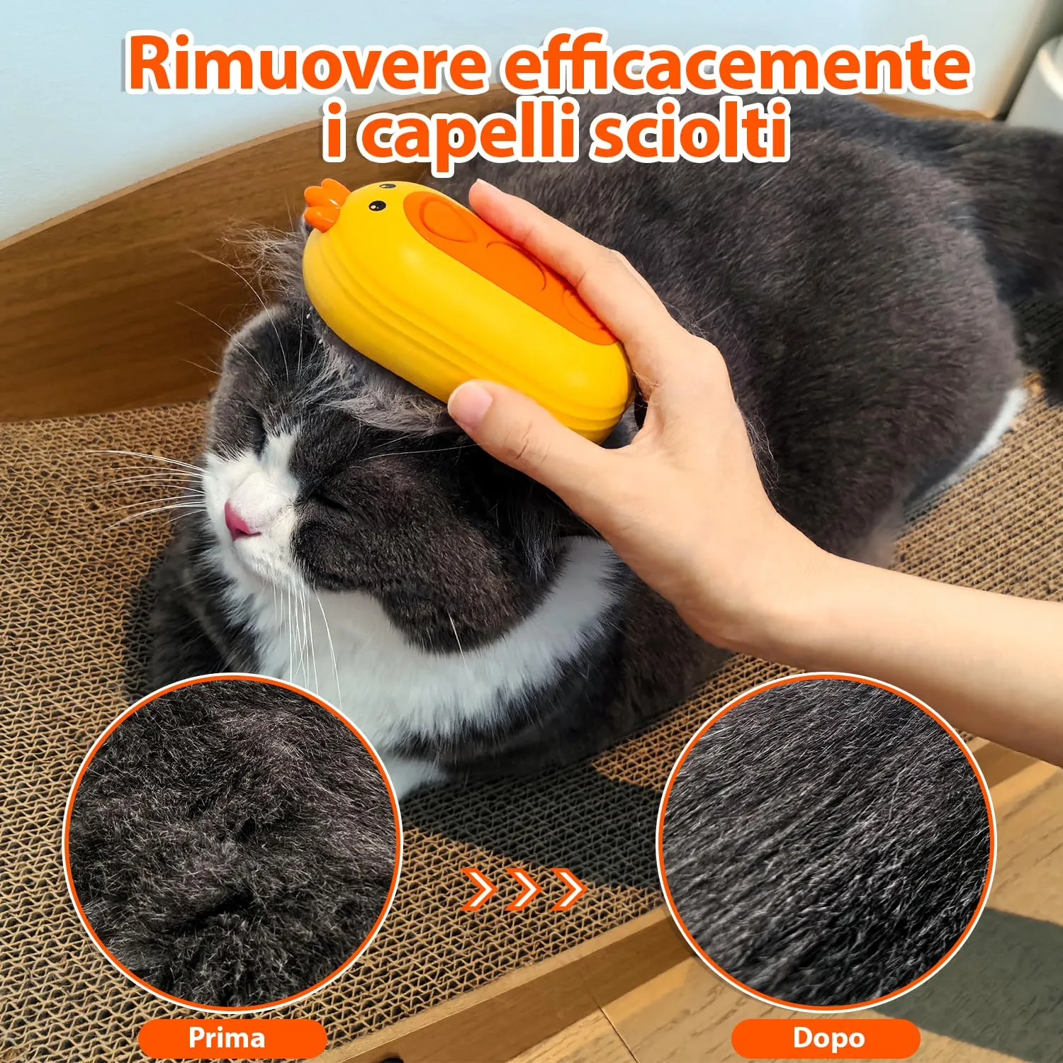 POIIOPY Spazzola a Vapore per Gatti e Cani, Peli Lunghi e Corti, RK35-Y - immagine 7