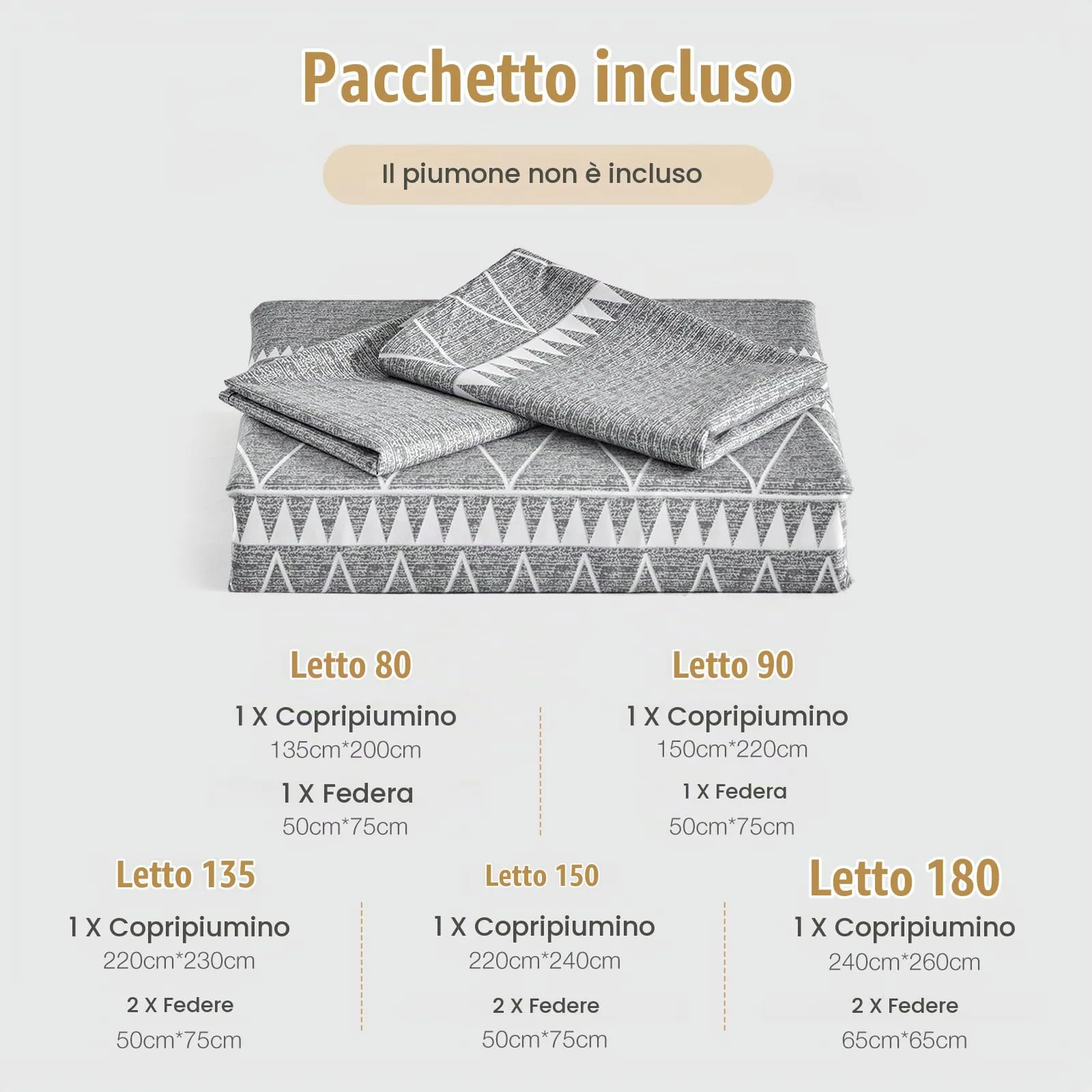 Tokokimo Set Copripiumino Matrimoniale in Microfibra Motivo Bohémien, 3 Pezzi (1 Copripiumino 260x240cm + 2 Federe 50x80cm), Grigio - immagine 7
