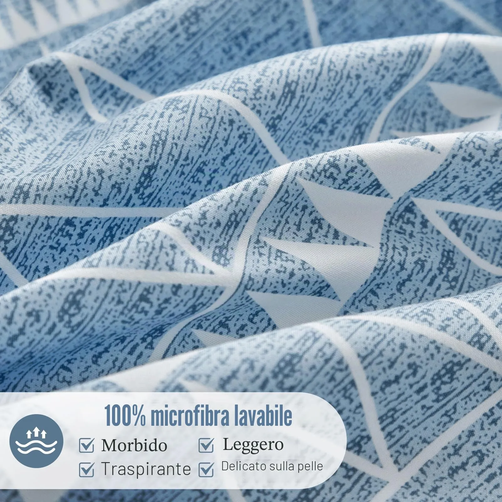 Tokokimo Set Copripiumino Matrimoniale 3 Pezzi in Microfibra, Motivo Bohémien, 260x240cm, Blu - immagine 3