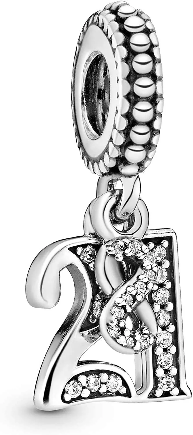 MariaFonte Charm Numero 21 in Argento 925 e Zirconia Bianca MF21AN - immagine 1