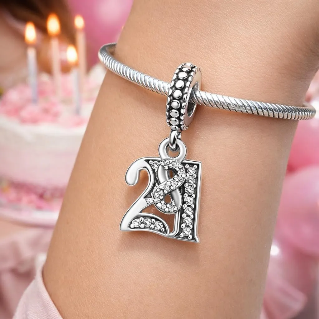 MariaFonte Charm Numero 21 in Argento 925 e Zirconia Bianca MF21AN - immagine 2