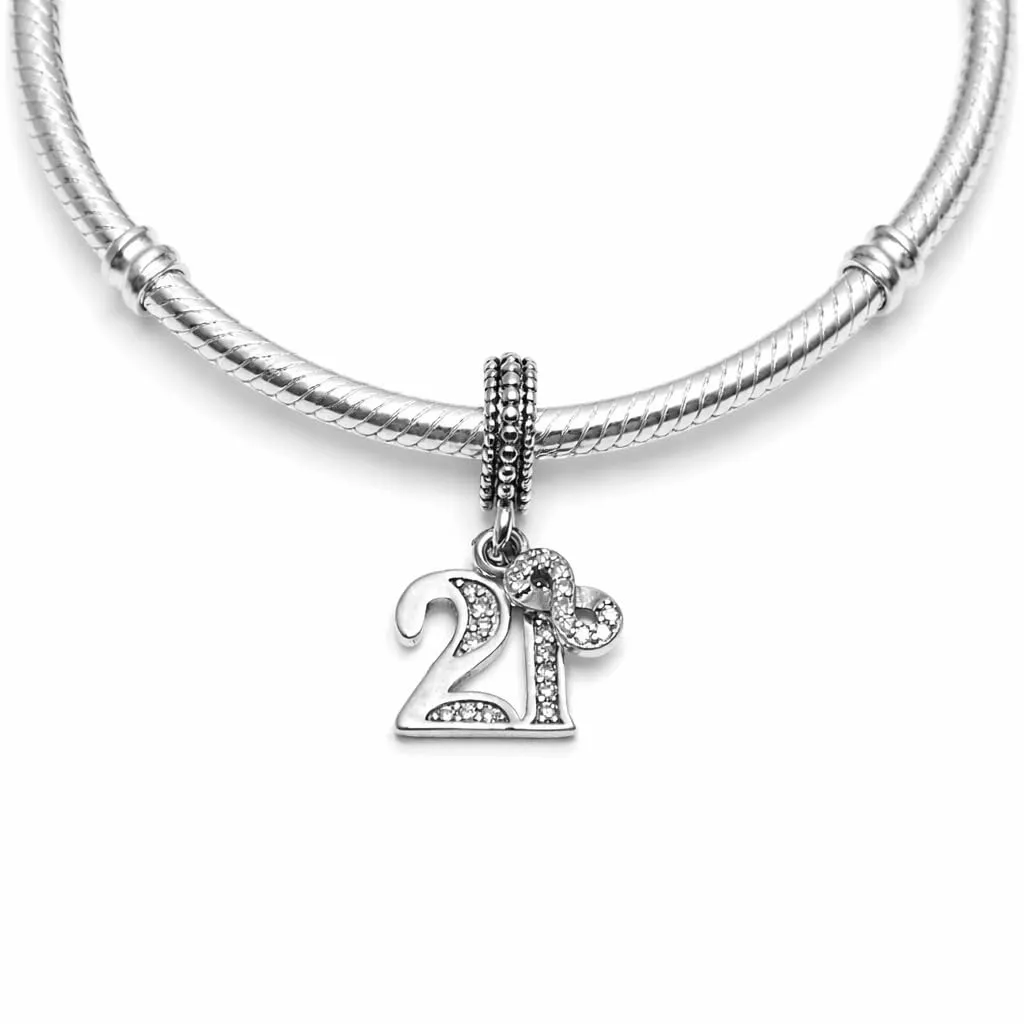 MariaFonte Charm Numero 21 in Argento 925 e Zirconia Bianca MF21AN - immagine 3