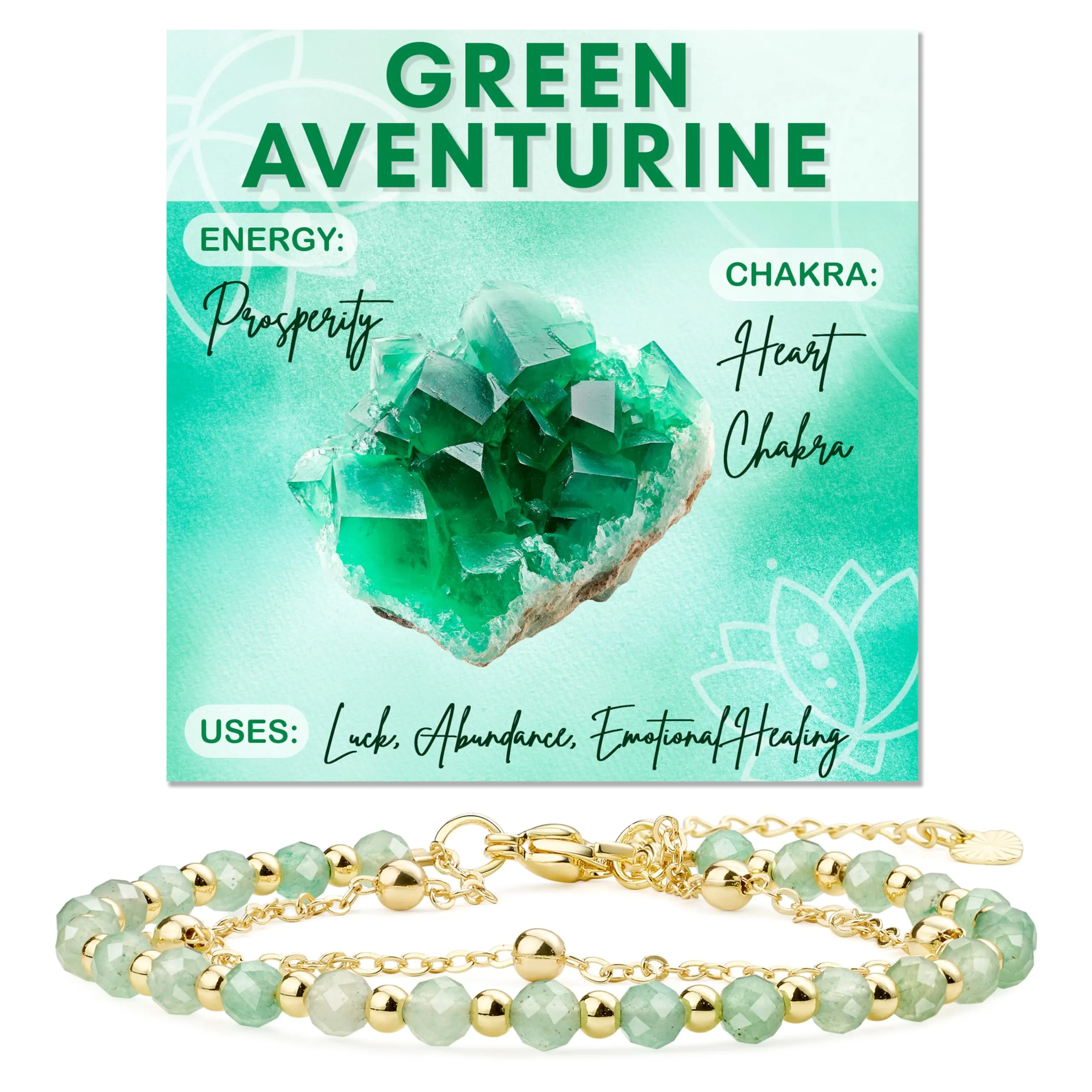 Farfume Bracciale in Avventurina Verde, Perle in Pietra Naturale da 4mm, Fatto a Mano per Donna - immagine 1