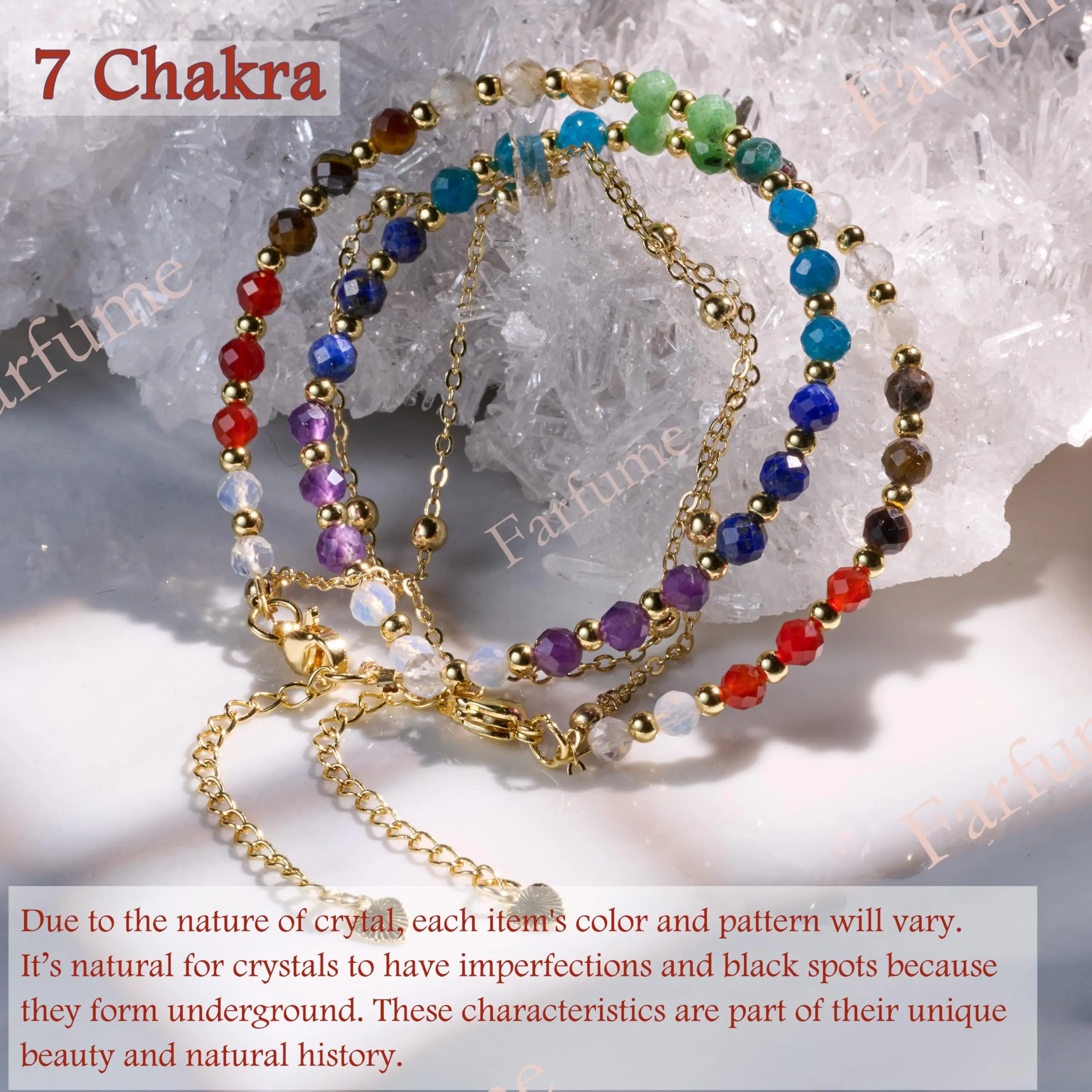 Farfume Bracciale Chakra in Pietre Naturali da 4mm per Donna - immagine 3