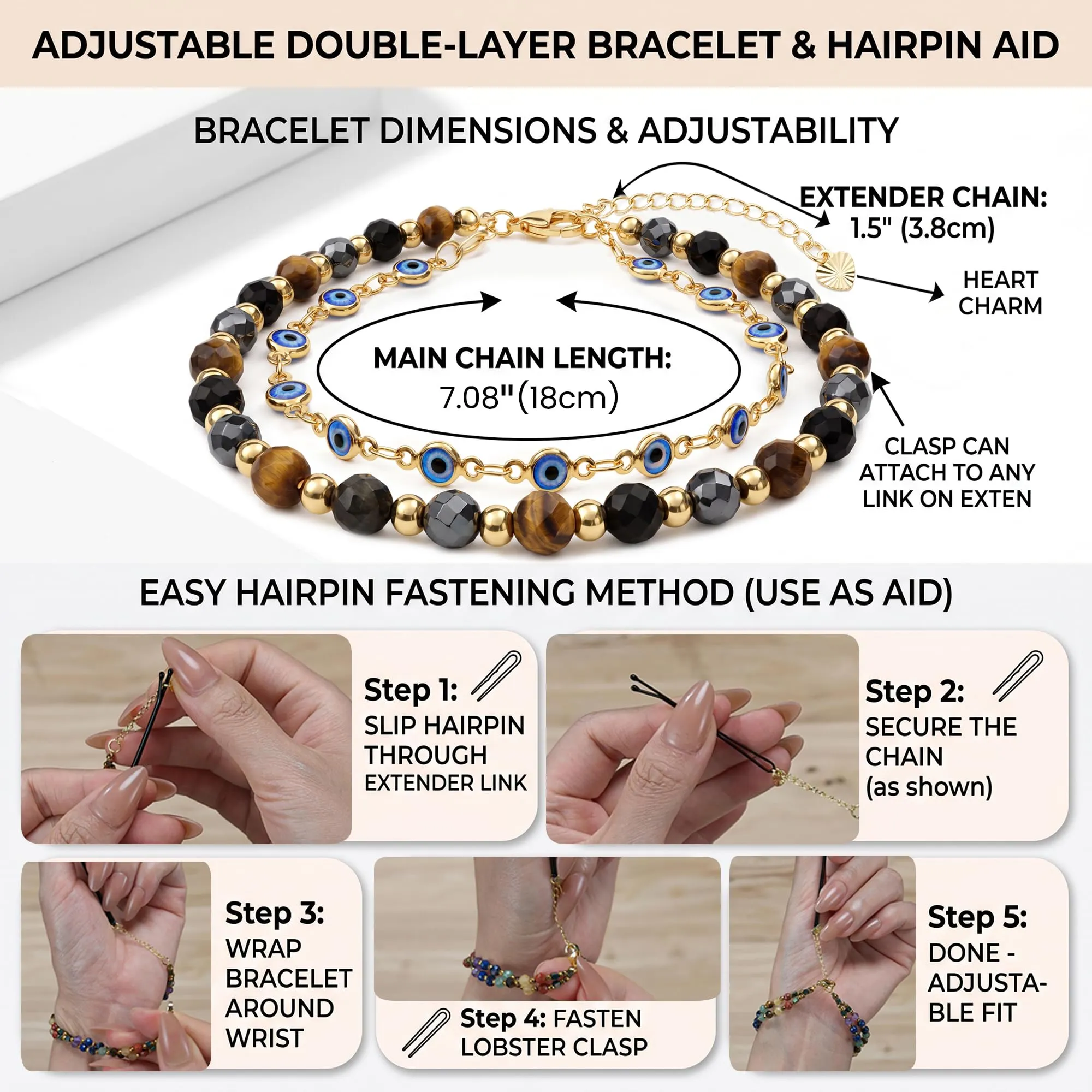 Farfume Bracciale Chakra in Pietre Naturali da 4mm per Donna - immagine 4