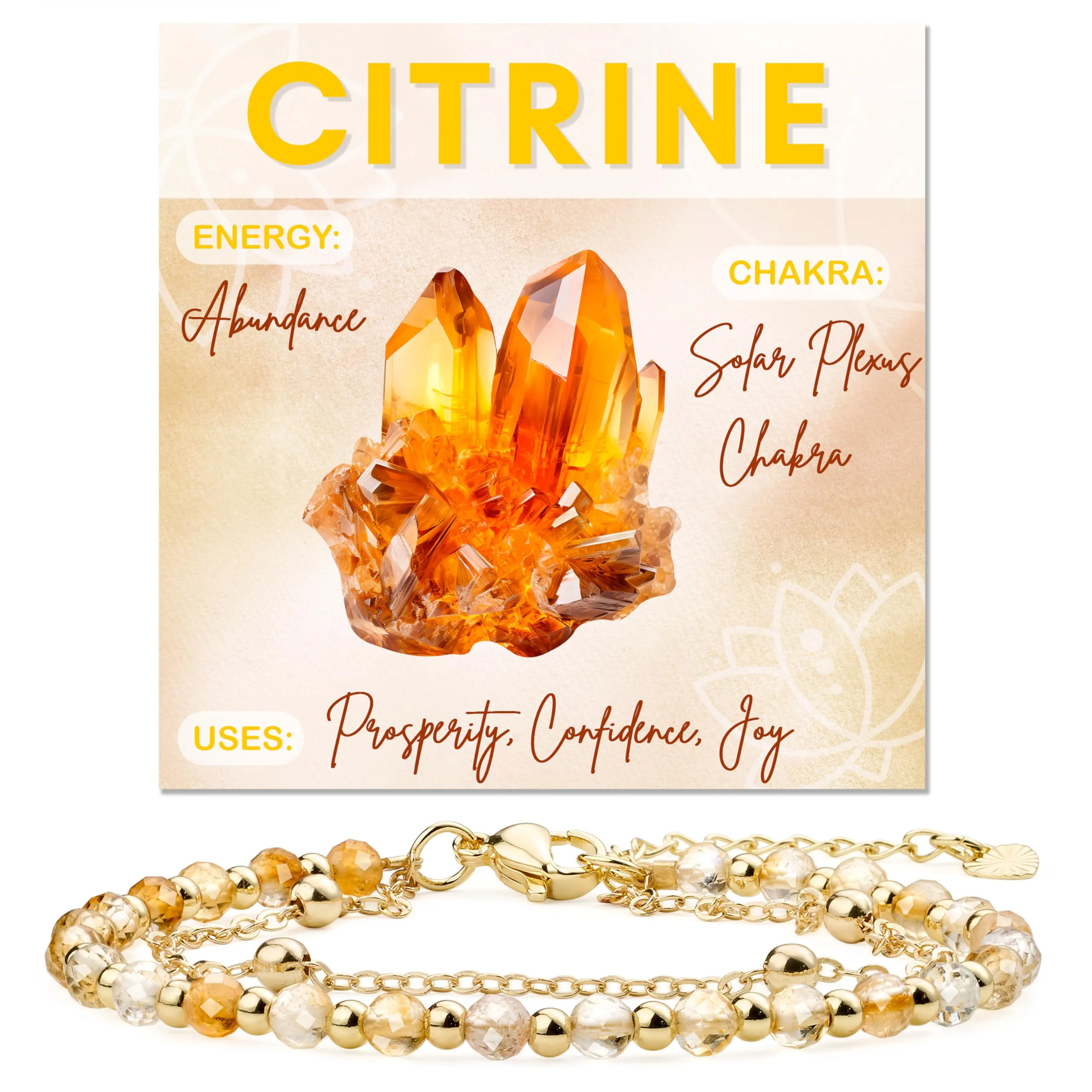 Farfume Bracciale in Citrino con Pietre Naturali da 4mm per Donna - immagine 1