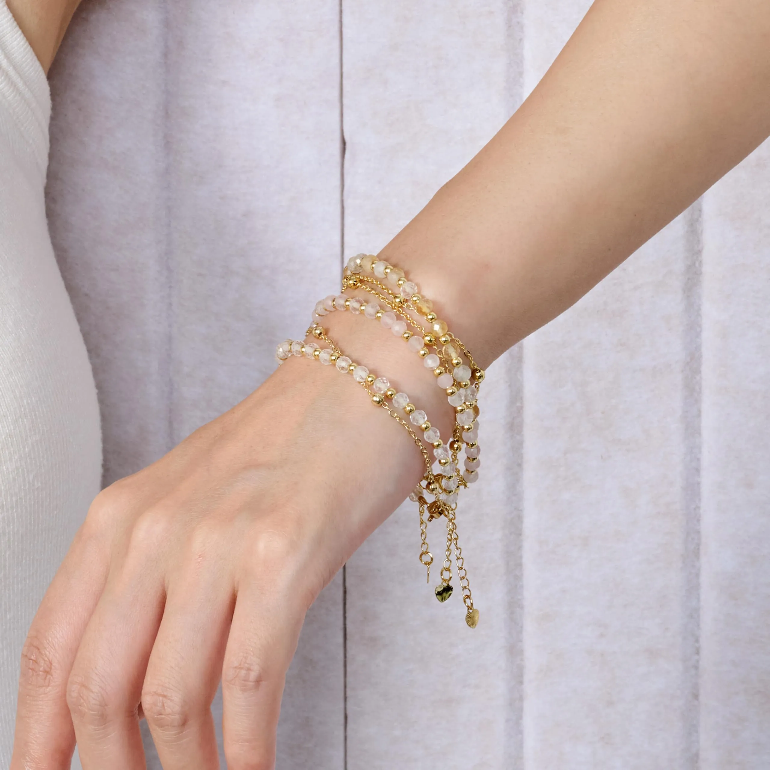 Farfume Bracciale in Citrino con Pietre Naturali da 4mm per Donna - immagine 2