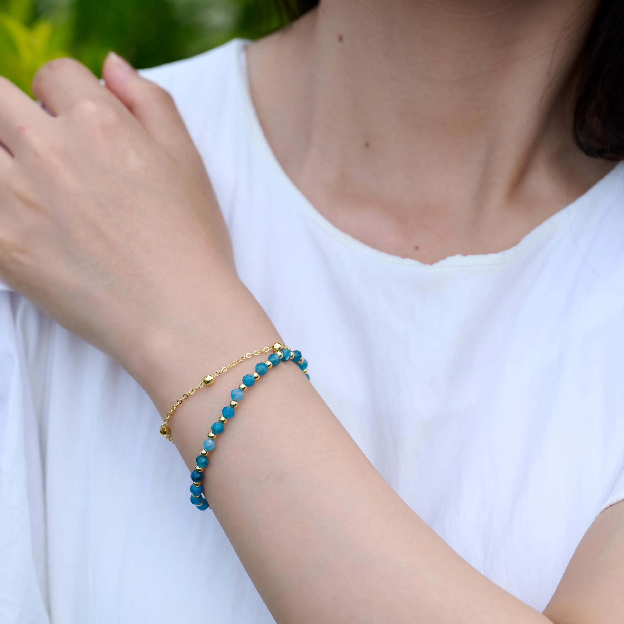 Farfume Bracciale in Apatite e Pietre Naturali da 4mm per Donna - immagine 2