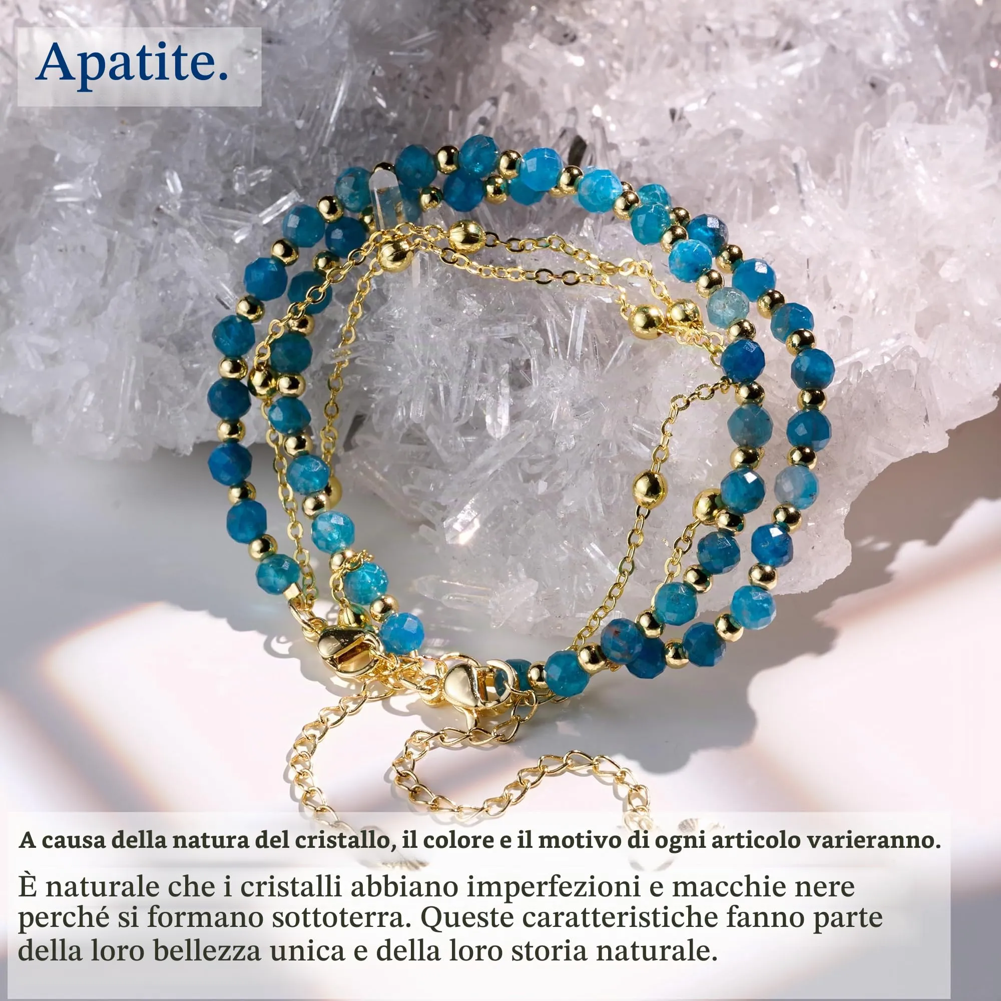 Farfume Bracciale in Apatite e Pietre Naturali da 4mm per Donna - immagine 3