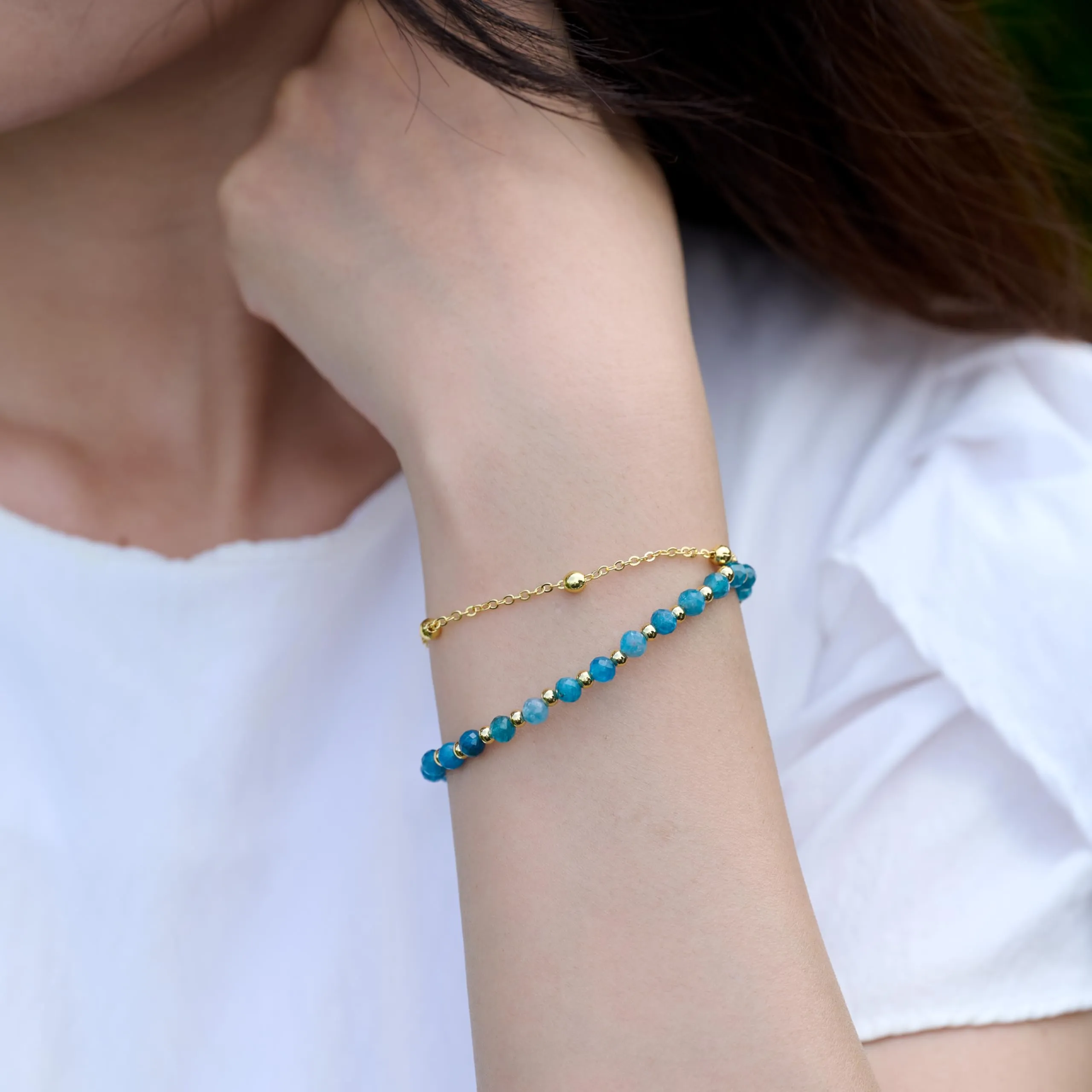 Farfume Bracciale in Apatite e Pietre Naturali da 4mm per Donna - immagine 6