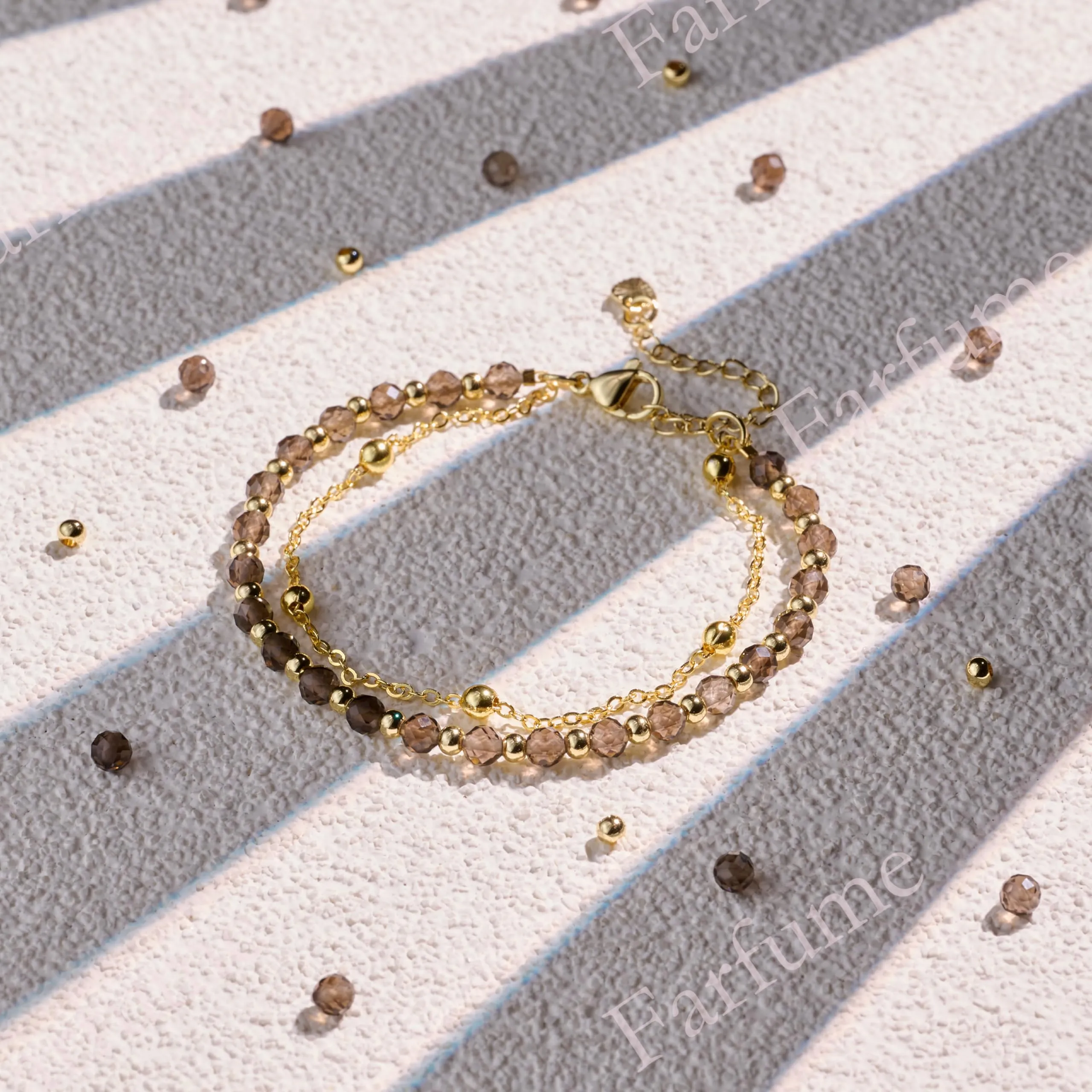 Farfume Bracciale in Quarzo Fumoso, Pietre Naturali 4mm per Donna - immagine 5