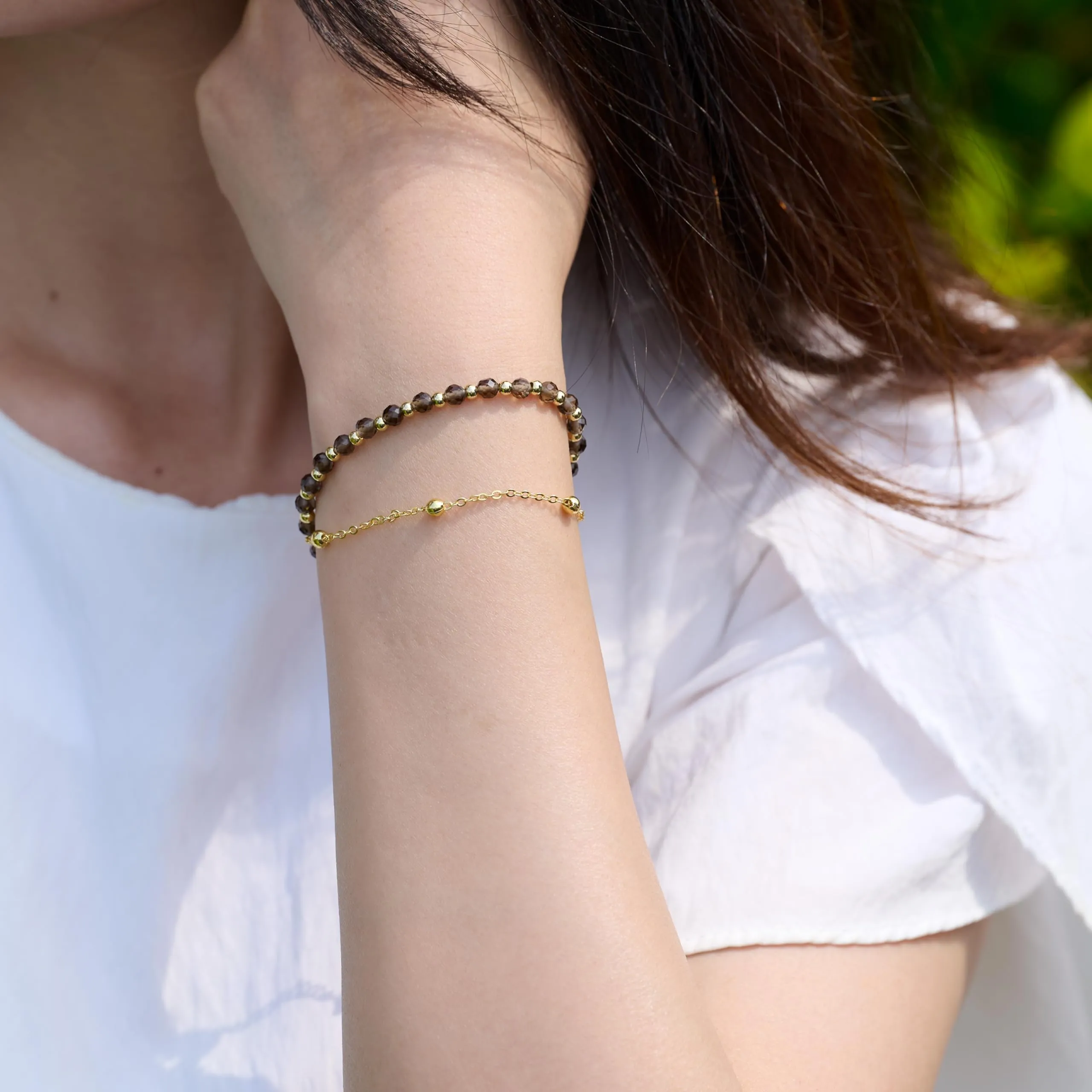 Farfume Bracciale in Quarzo Fumoso, Pietre Naturali 4mm per Donna - immagine 6