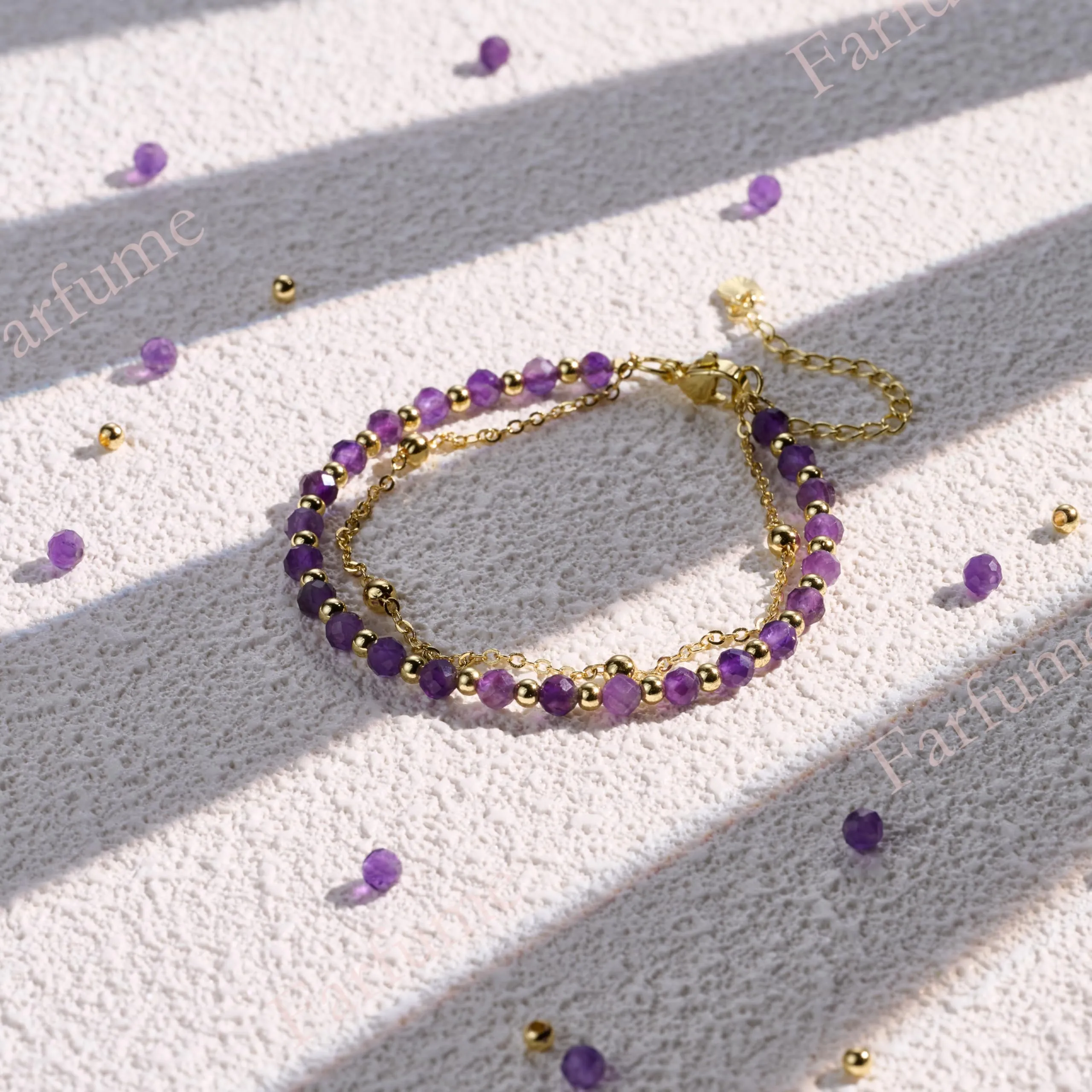 Farfume Bracciale in Ametista e Pietre Naturali da 4mm per Donna - immagine 7