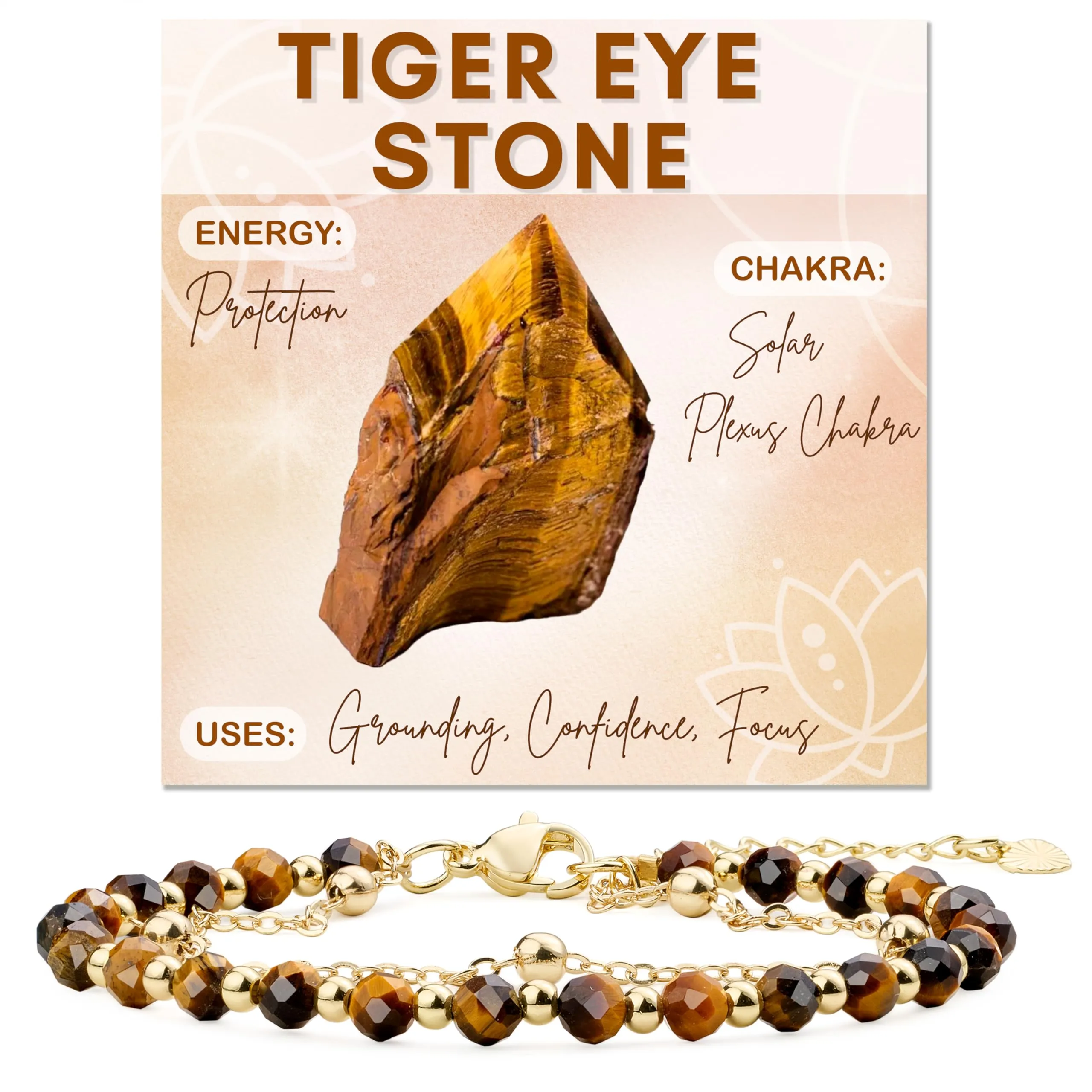 Farfume Bracciale in Occhio di Tigre, Perle in Pietra Naturale da 4mm per Donna - immagine 1