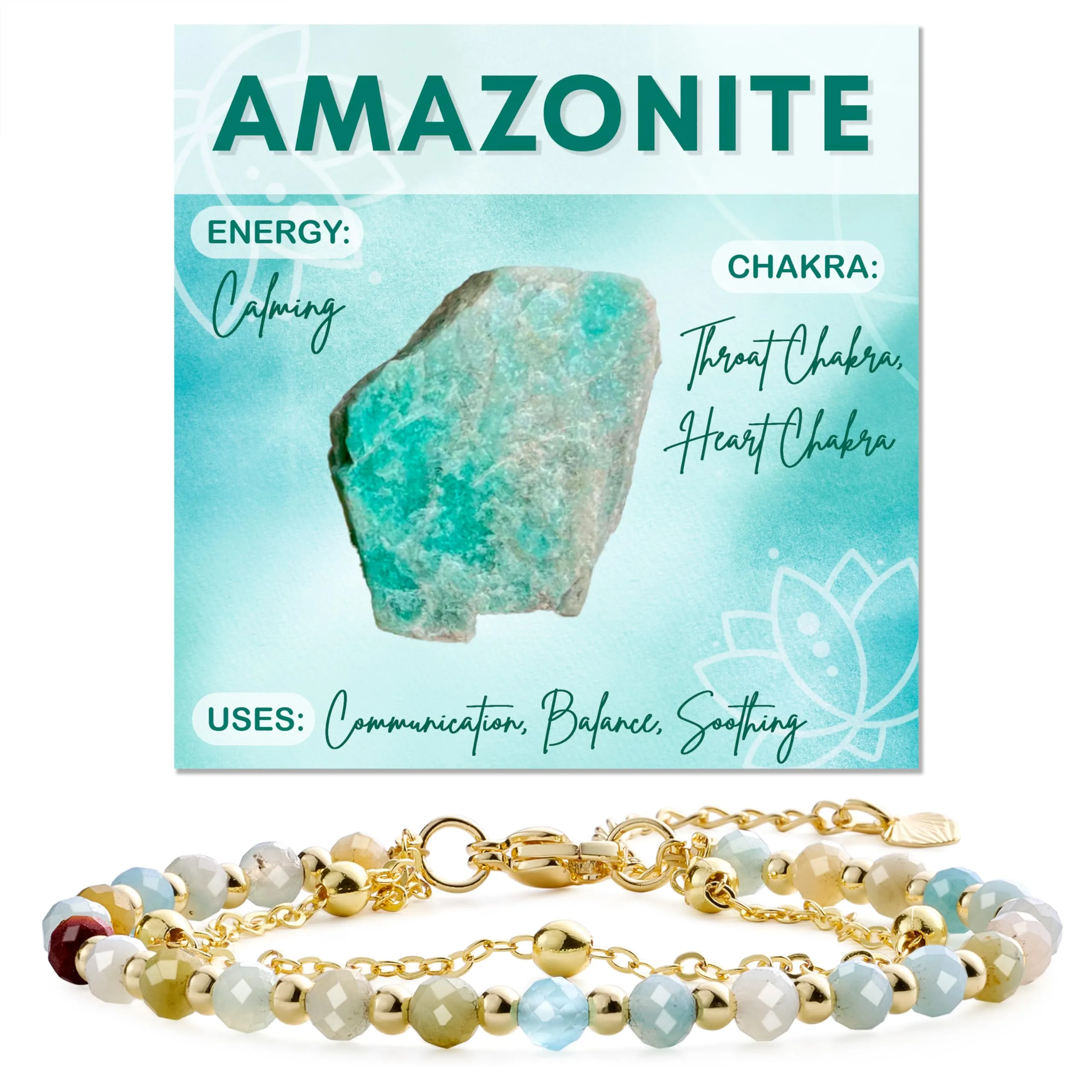 Farfume Bracciale in Amazzonite Pietre Naturali da 4mm per Donna - immagine 1