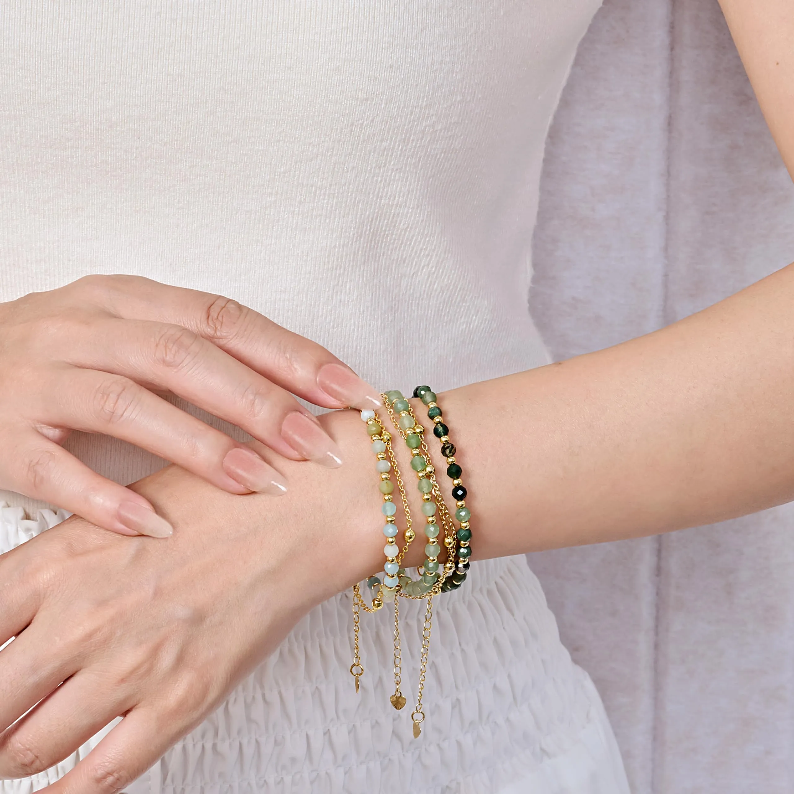 Farfume Bracciale in Amazzonite Pietre Naturali da 4mm per Donna - immagine 3