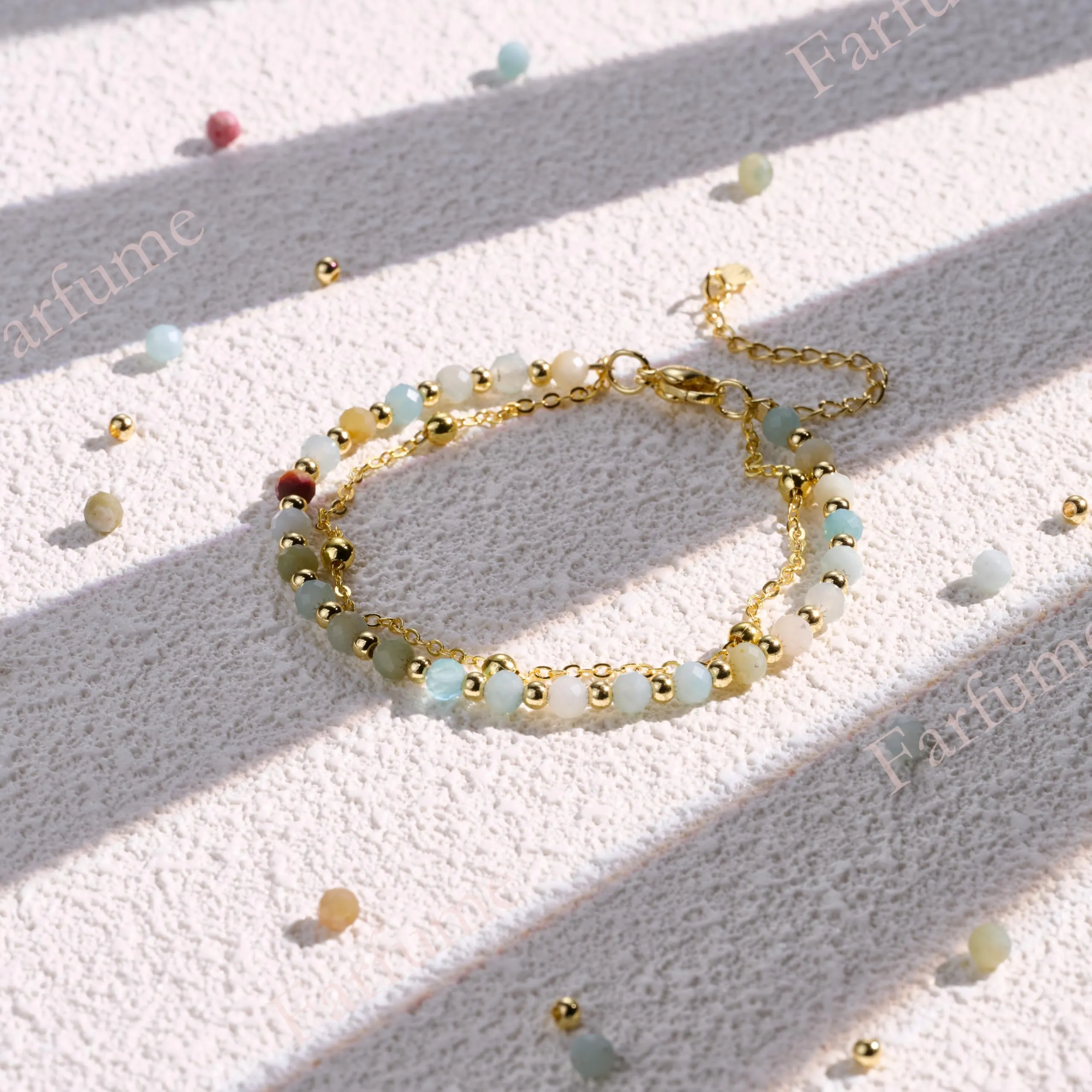 Farfume Bracciale in Amazzonite Pietre Naturali da 4mm per Donna - immagine 7
