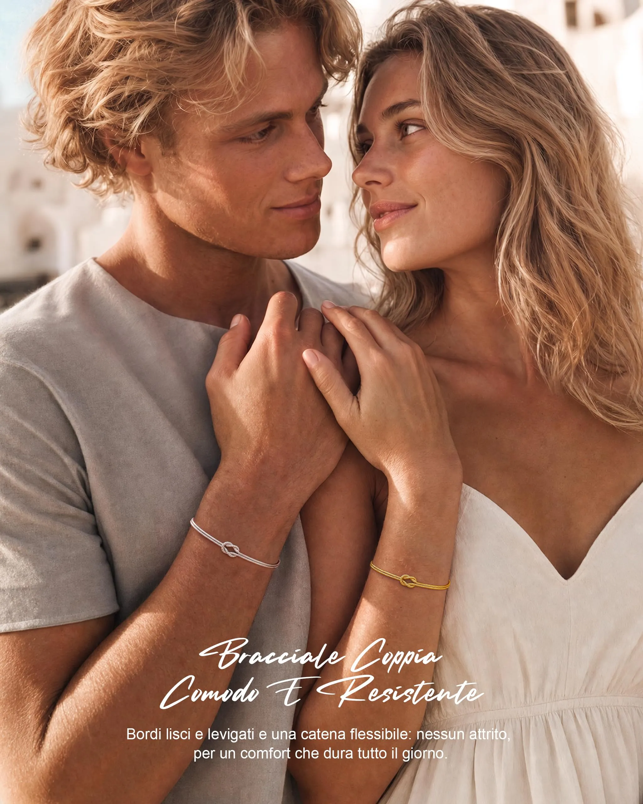 Ahokei Bracciale Amicizia Nodo in Argento S925 Regolabile, Oro e Argento - immagine 5