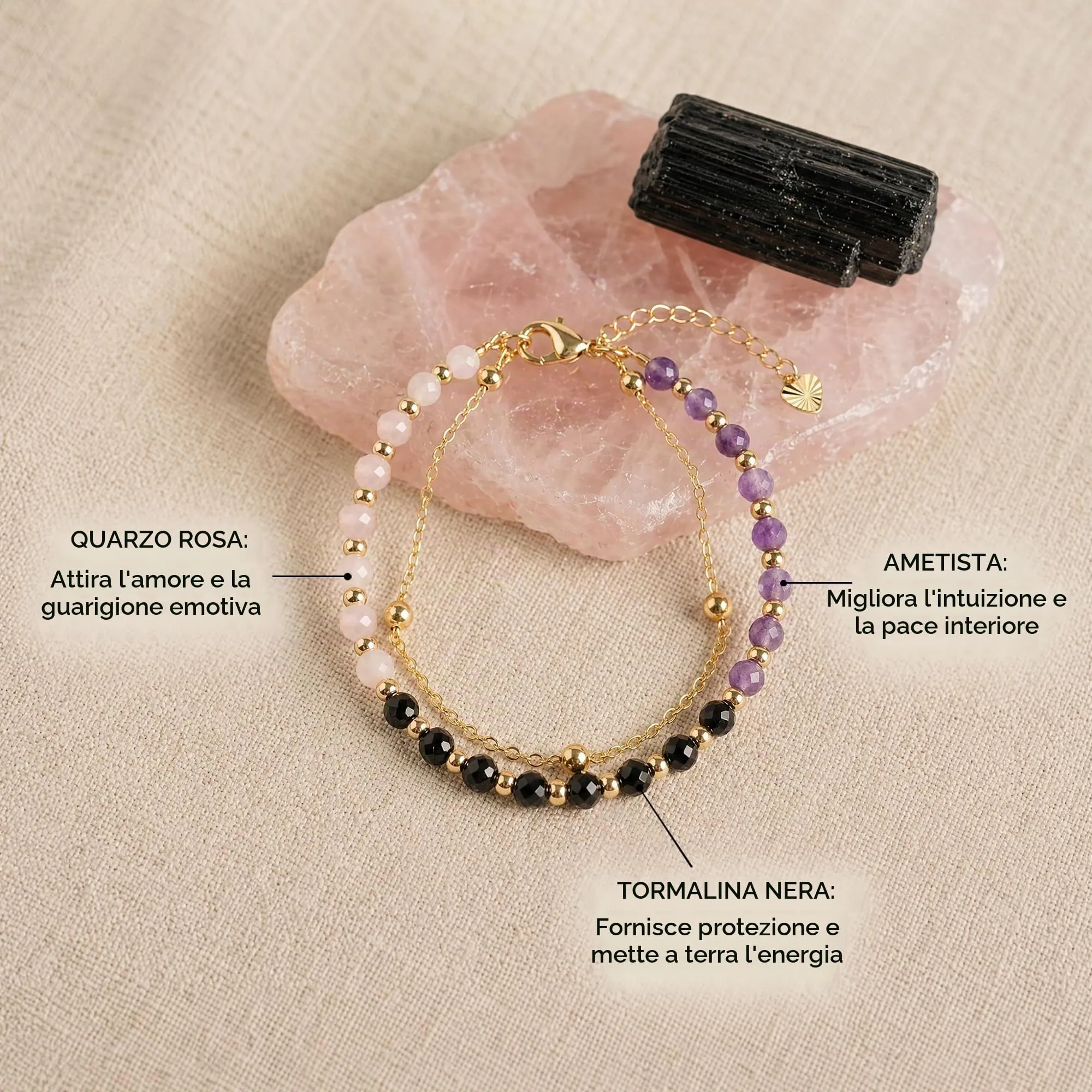 Farfume Tranquillità Interiore Bracciale in Pietre Naturali da 4mm per Donna - immagine 2