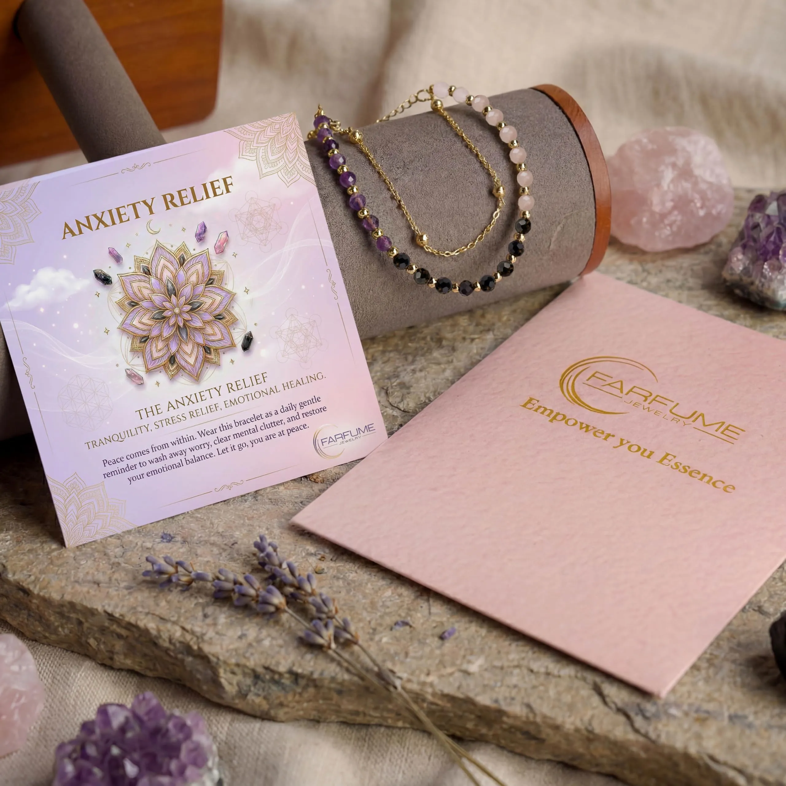 Farfume Tranquillità Interiore Bracciale in Pietre Naturali da 4mm per Donna - immagine 6
