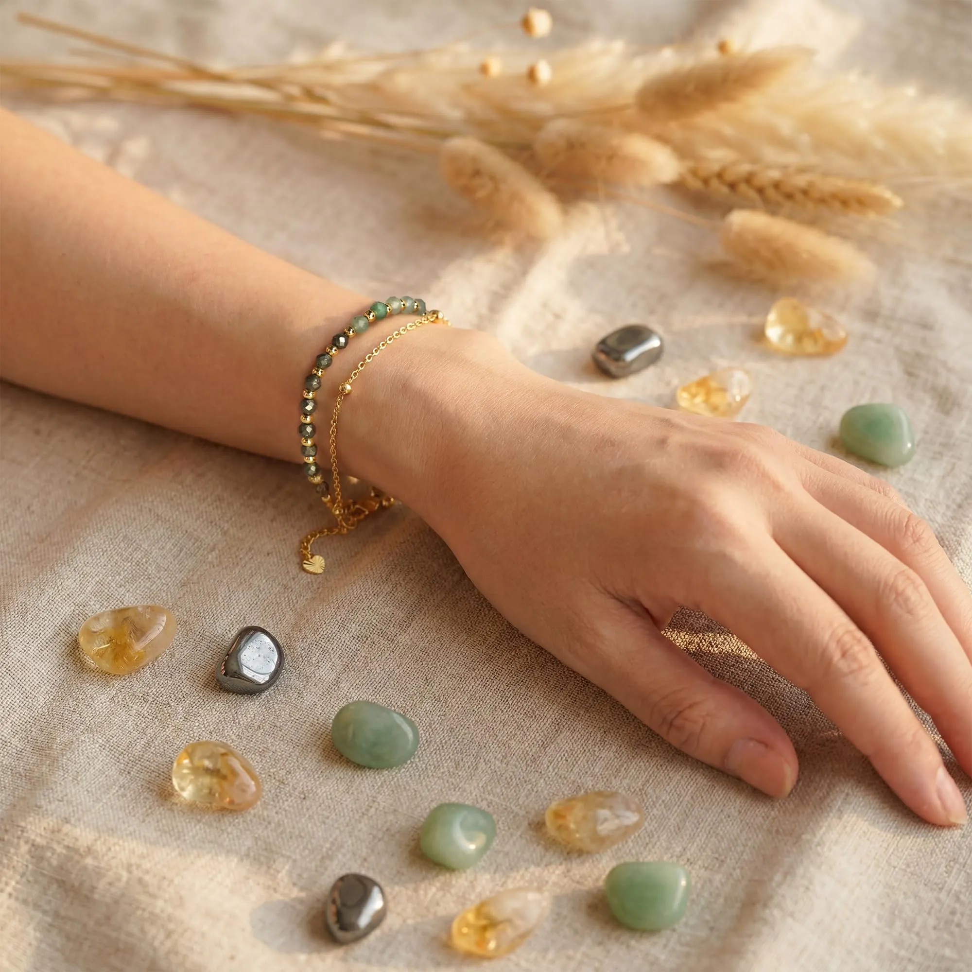 Farfume Successo Finanziario - Abbondanza e Prosperità Bracciale in Pietre Naturali da 4mm per Donna - immagine 5