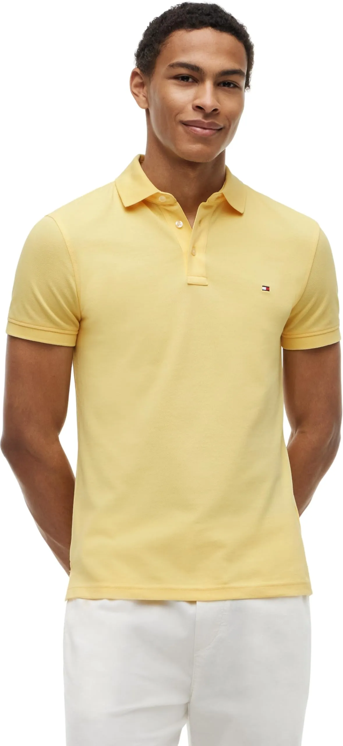 Tommy Hilfiger Polo Maniche Corte 1985 Slim Fit, Giallo (Citronella), XL - immagine 1
